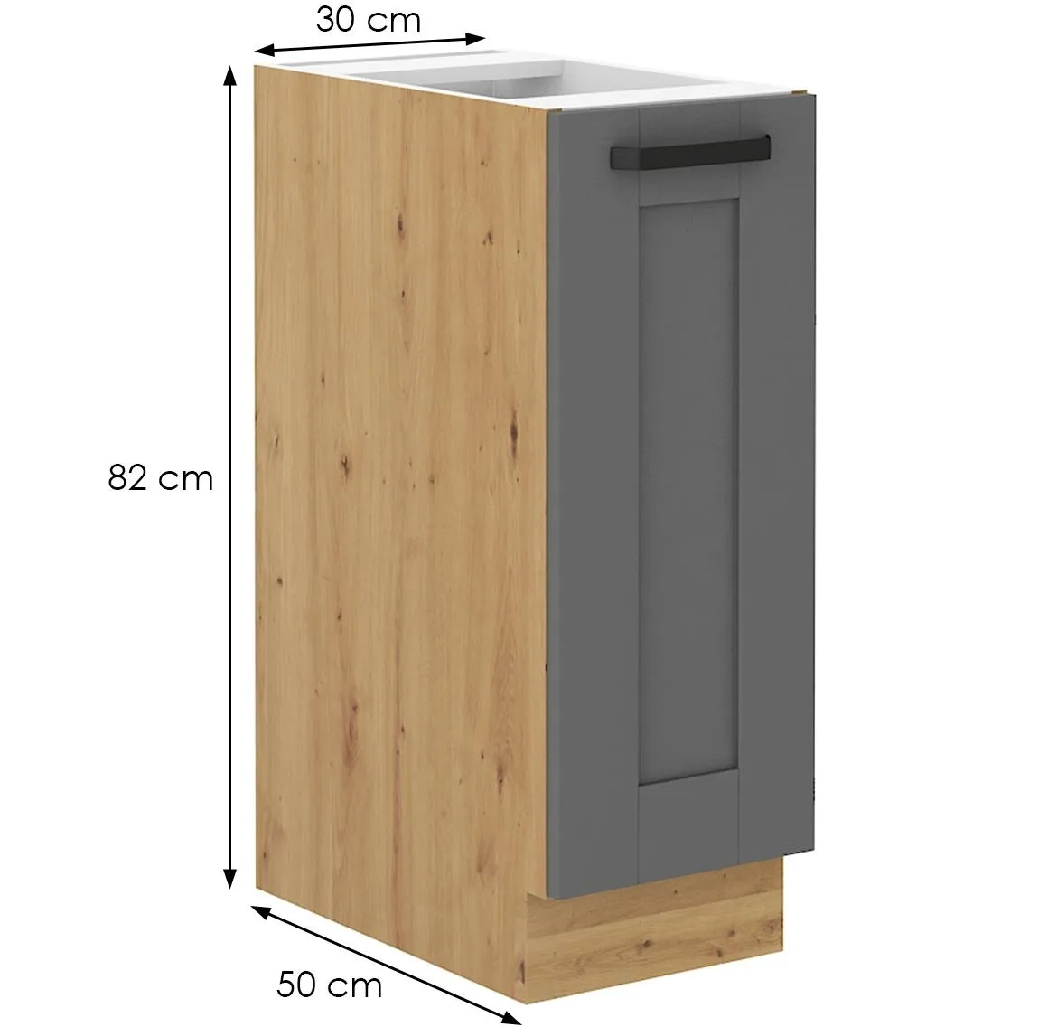 Luna 30D Cargo BB kuhinjski element 1 vrata 30x52x82 cm tamno siva/natur (artisan hrast)