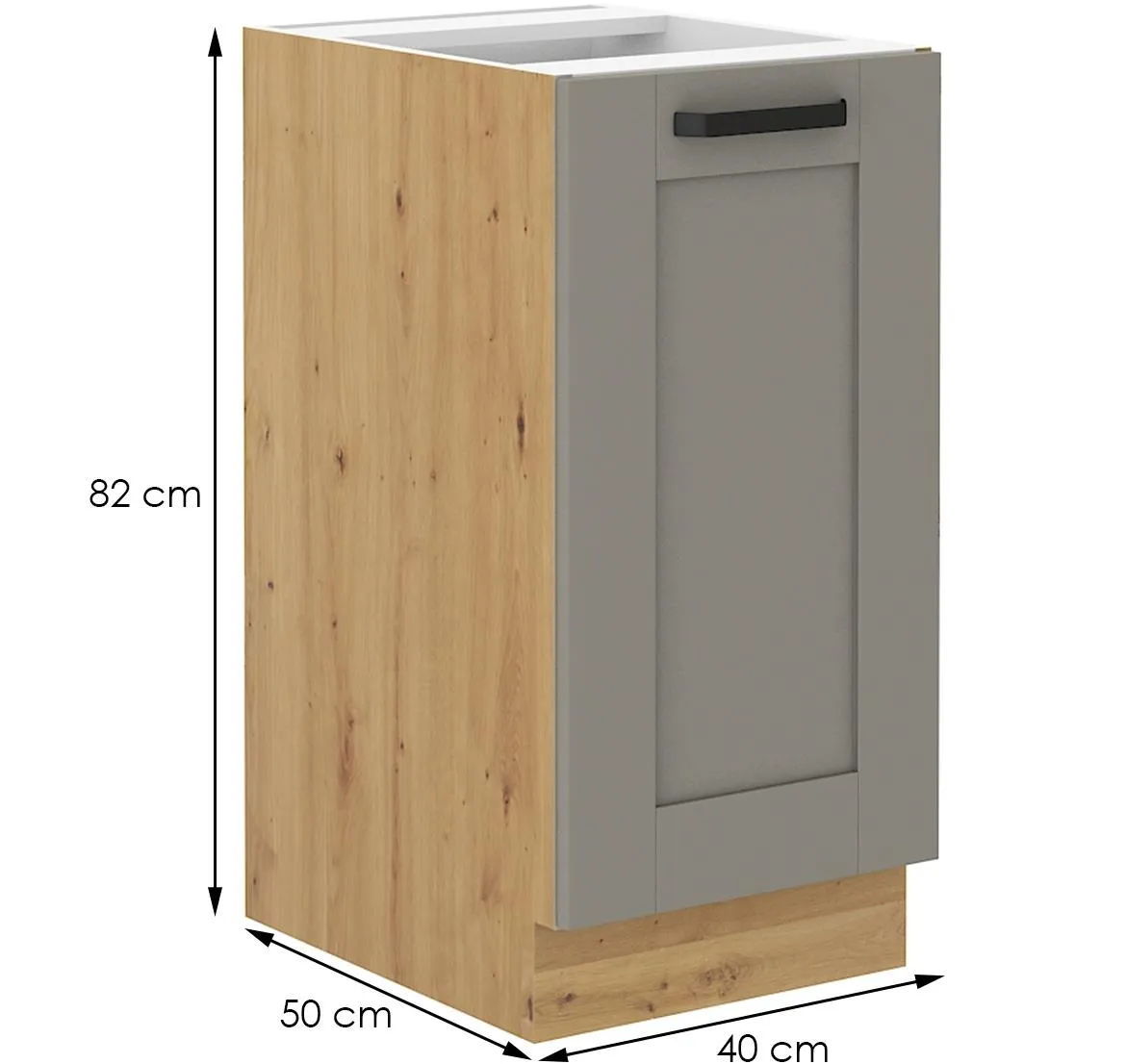 Luna 40D 1F BB kuhinjski element 1 vrata 40x52x82 cm siva/natur (artisan hrast)