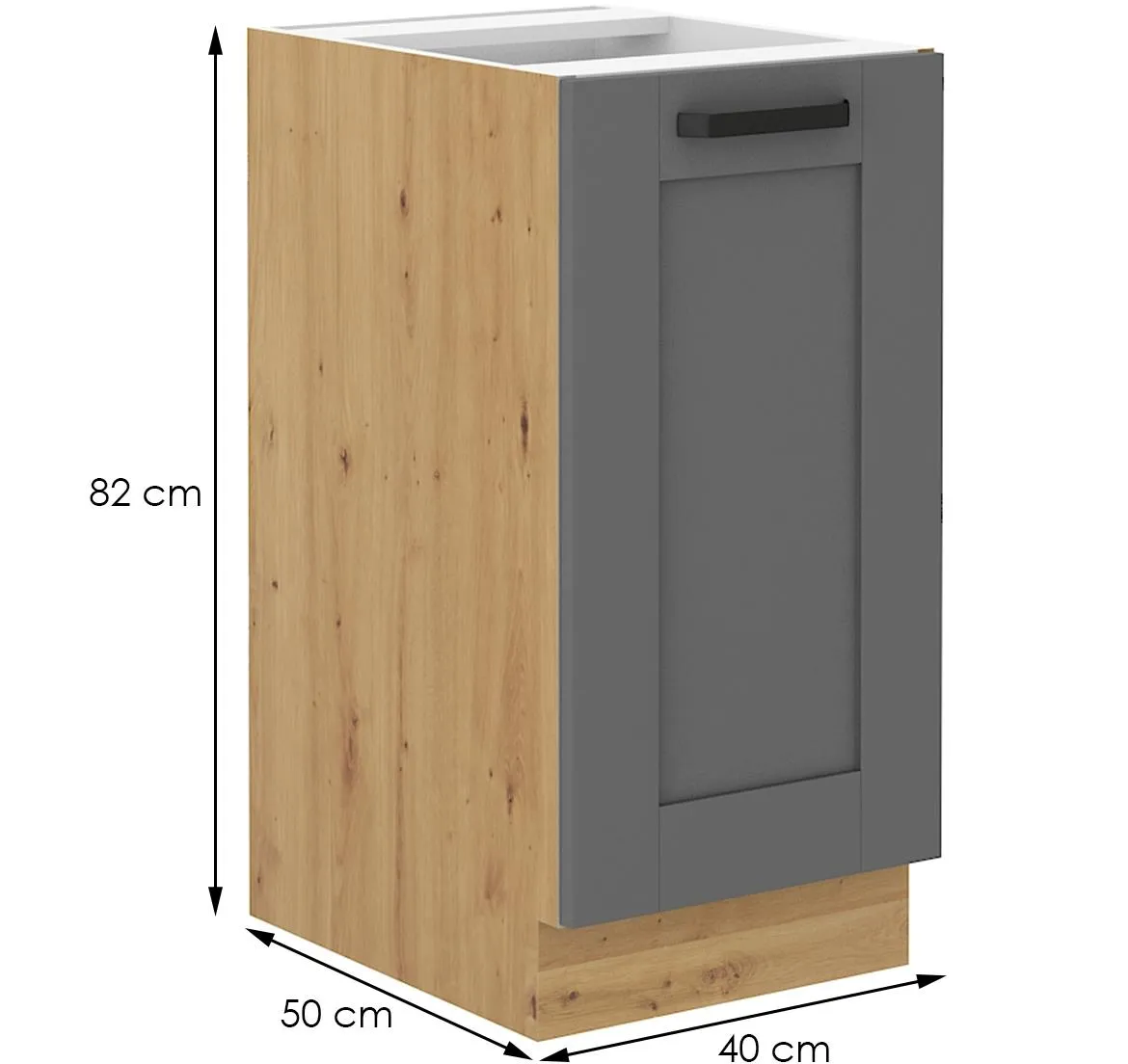 Luna 40D 1F BB kuhinjski element 1 vrata 40x52x82 cm tamno siva/natur (artisan hrast)