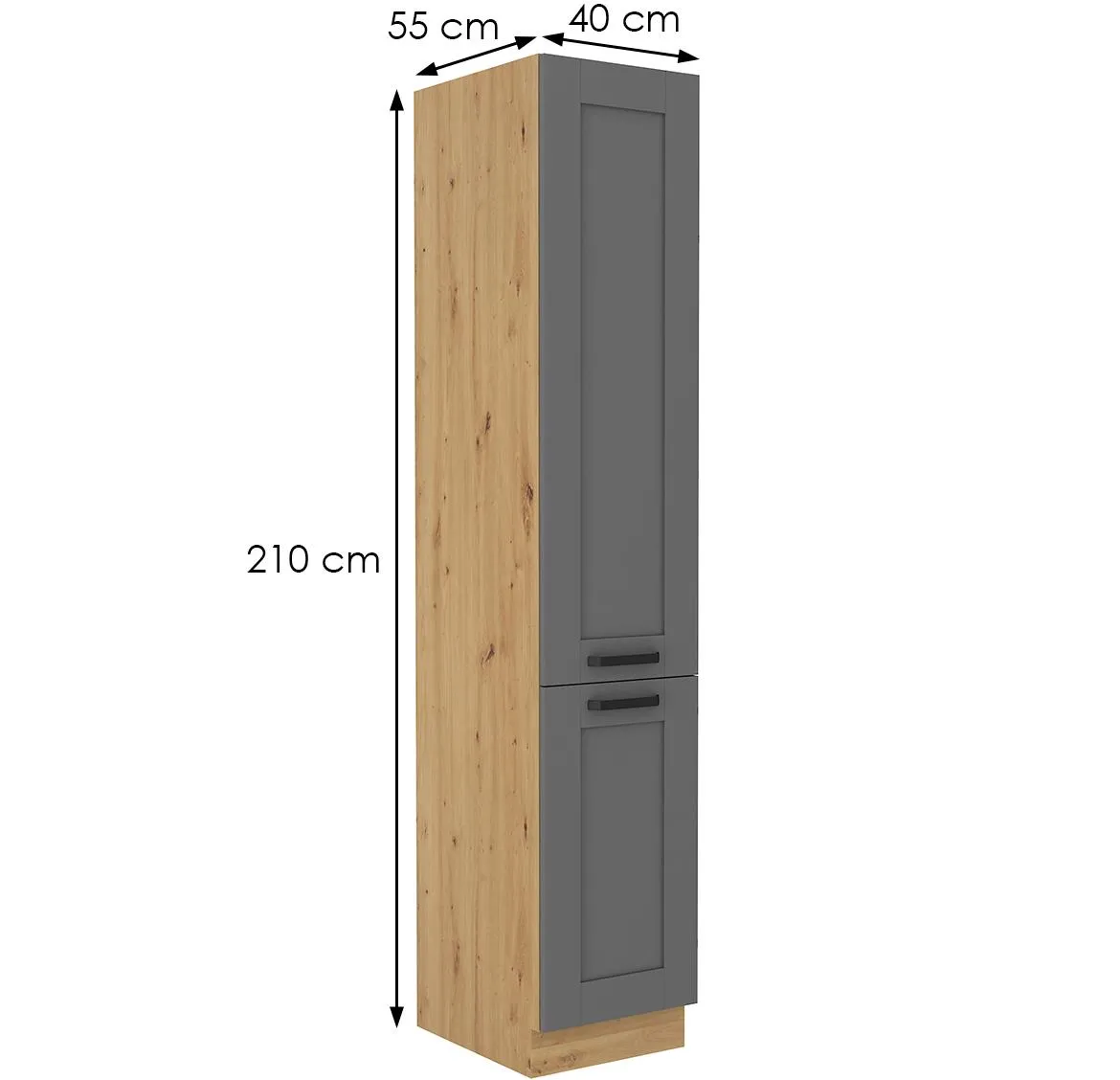 Luna 40DK-210 2F kuhinjski element 2 vrata 40x55x210 cm tamno siva/natur (artisan)