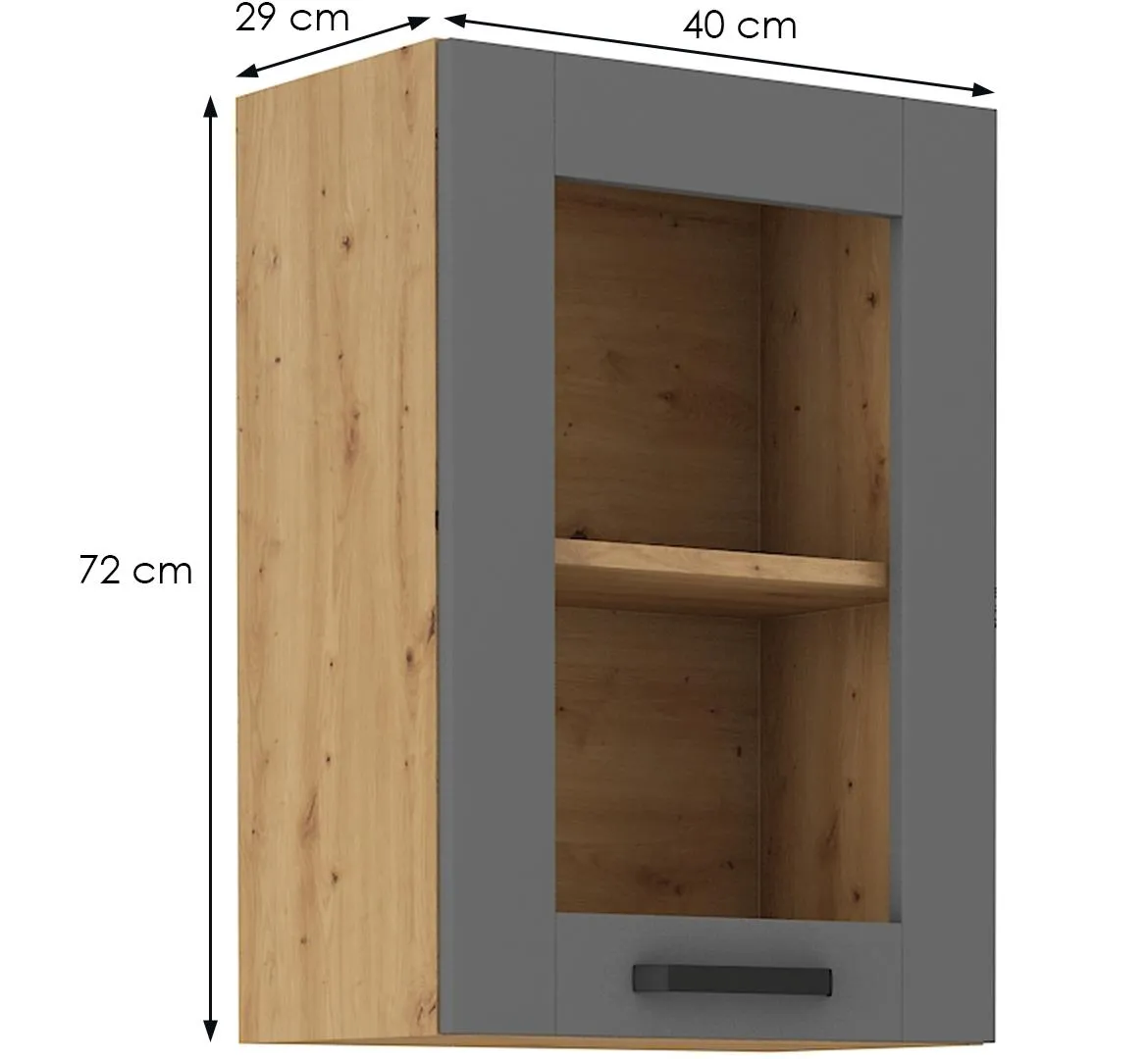 Luna 40GS-72 1F kuhinjski element 1 vrata 40x31x72 cm tamno siva/ natur (artisan hrast)