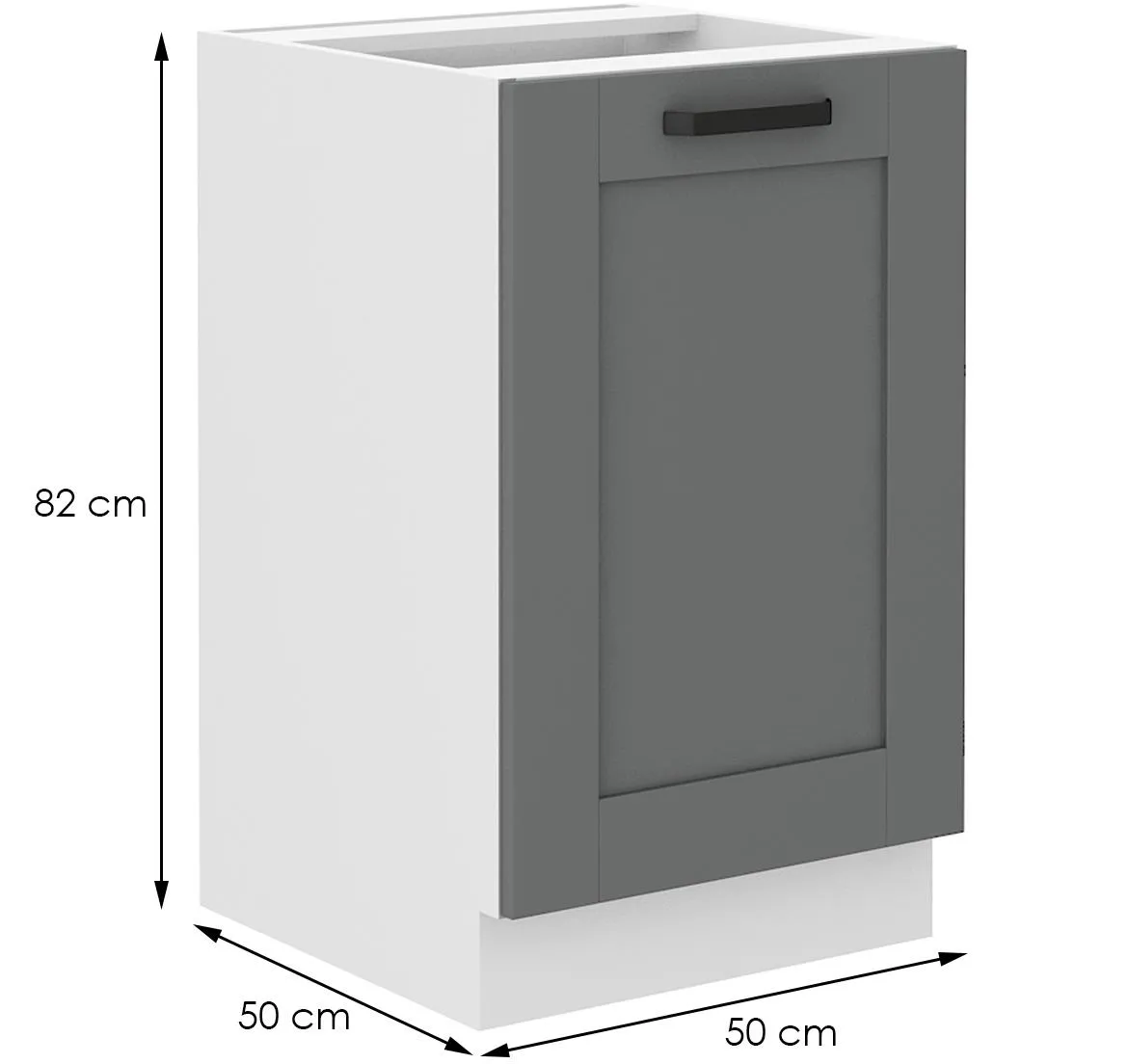 Luna 50ZL 1F BB kuhinjski element za sudoper 1 vrata 50x52x82 cm tamno siva/bela