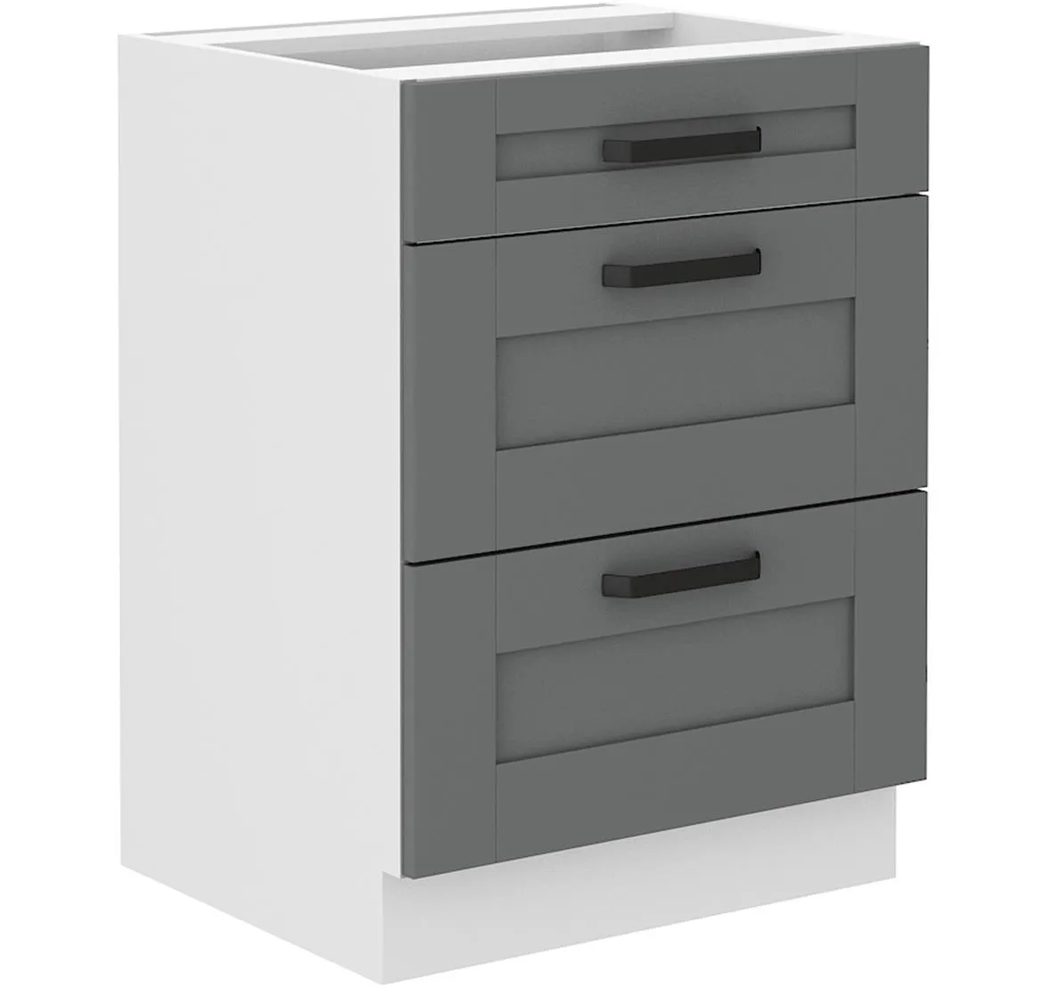 Luna 60D 3S BB kuhinjski element 3 fioke 60x52x82 cm tamno siva/bela