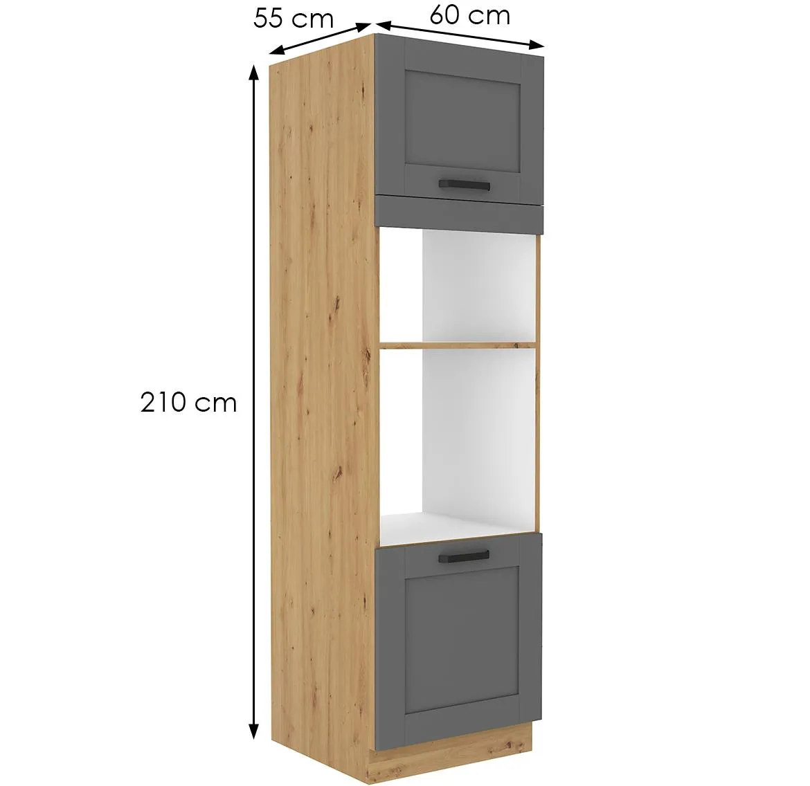 Luna 60DMP-210 2F kuhinjski element 2 vrata 60x55x210 cm tamno siva/natur (artisan hrast)