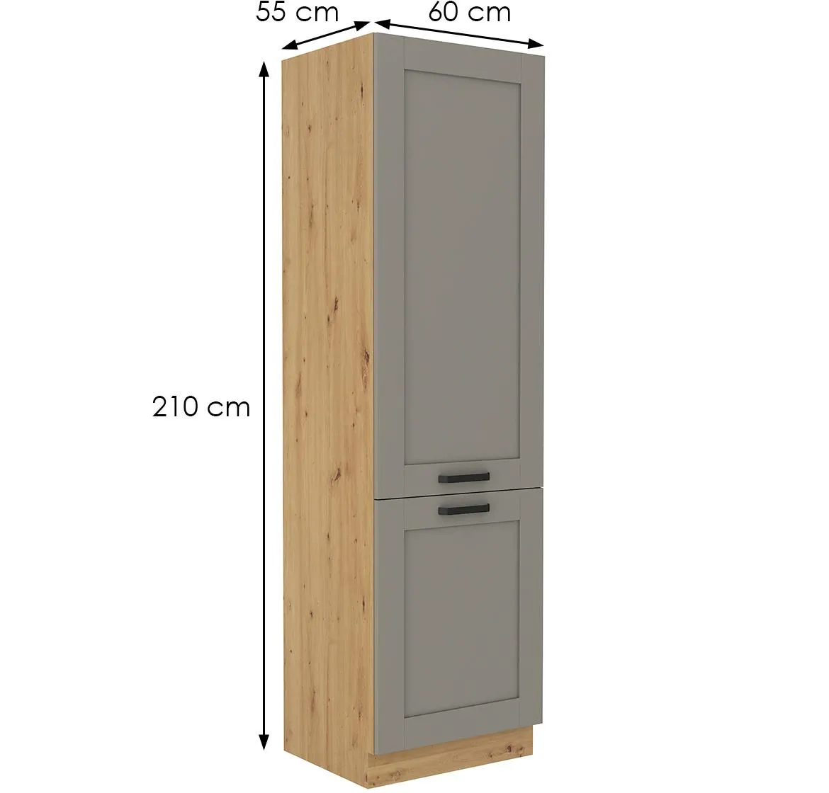 Luna 60LO-210 2F kuhinjski element za hladnjak 2 vrata 60x55x210 cm siva/natur (artisan hrast)