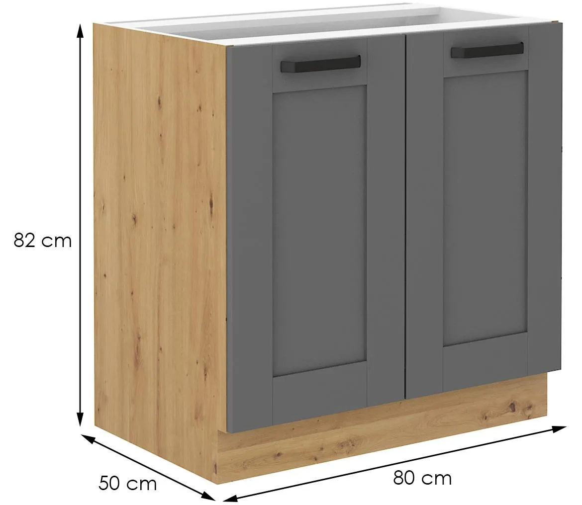 Luna 80D 2F BB Kuhinjski element 2 vrata 80x50x82 cm siva/natur (artisan hrast)