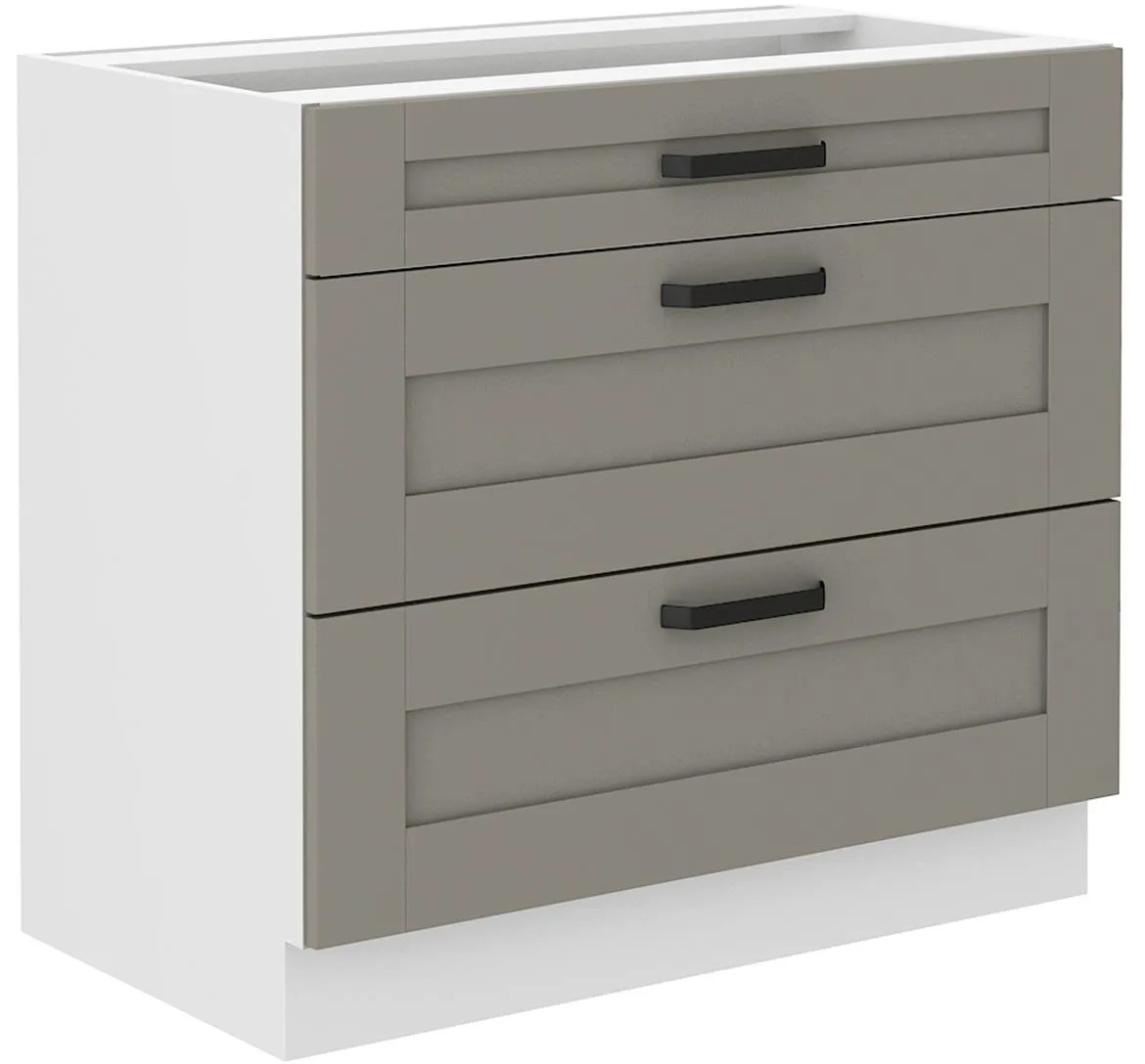 Luna 80D 3S BB kuhinjski element 3 fioke 80x52x82 cm siva/bela