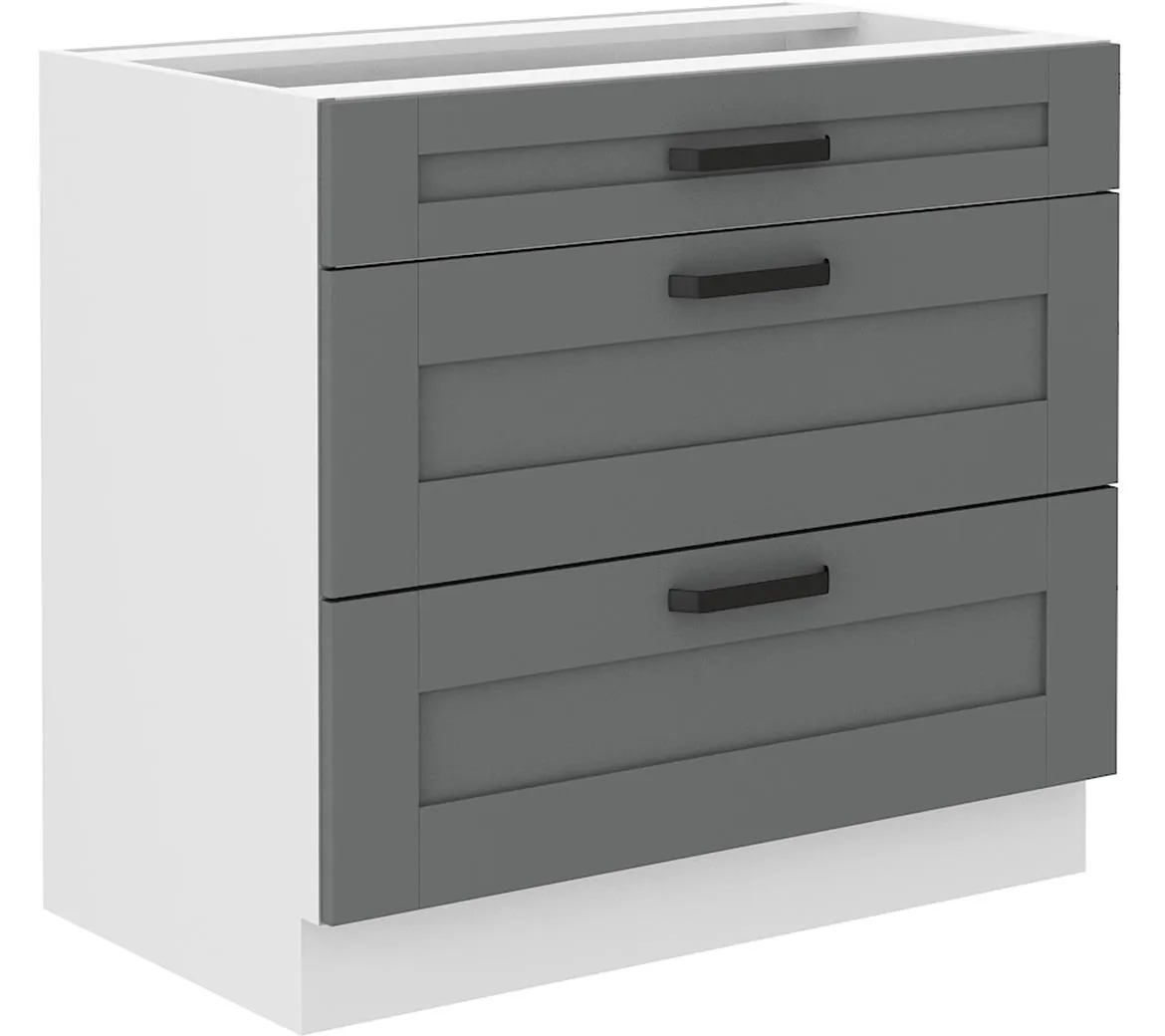 Luna 80D 3S BB kuhinjski element 3 fioke 80x52x82 cm tamno siva/bela