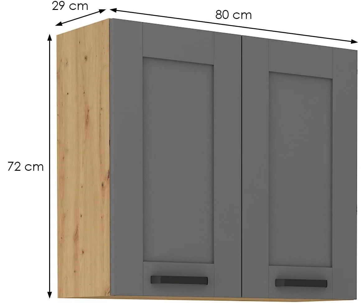 Luna 80G-72 2F kuhinjski element 2 vrata 80x31x72cm tamno siva/ natur (artisan hrast)