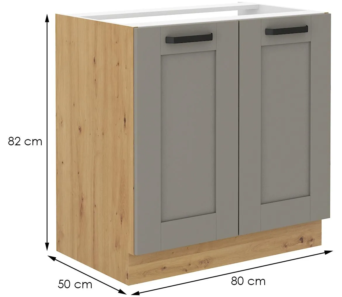 Luna 80ZL 2F BB kuhinjski element 2 vrata 80x52x82 cm siva/natur(artisan hrast)