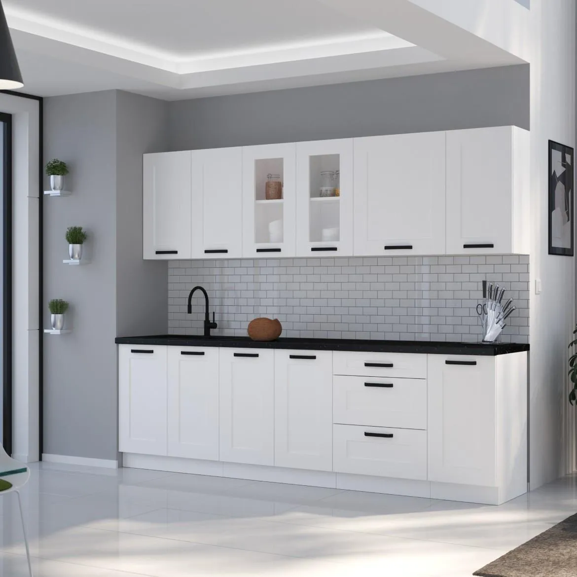 Luna kuhinja bez radne ploce 260x50x200 cm bela