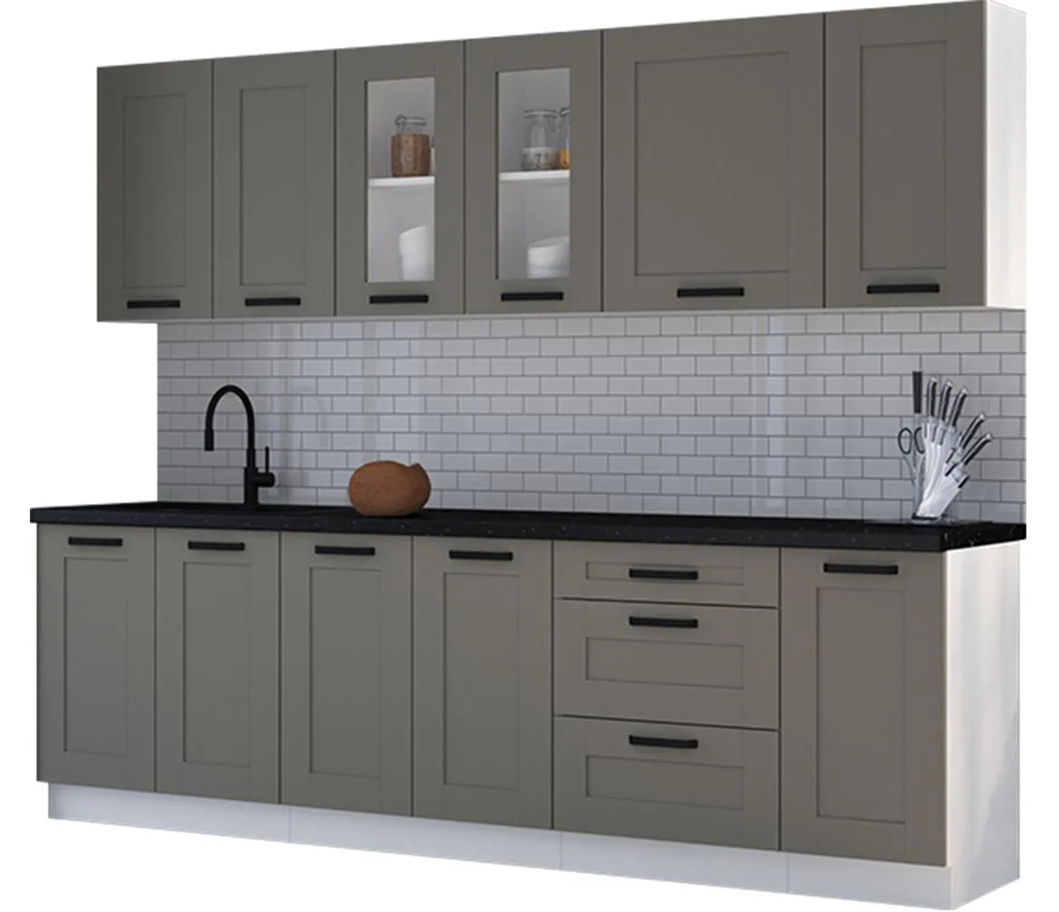 Luna kuhinja bez radne ploce 260x50x200 cm siva/bela