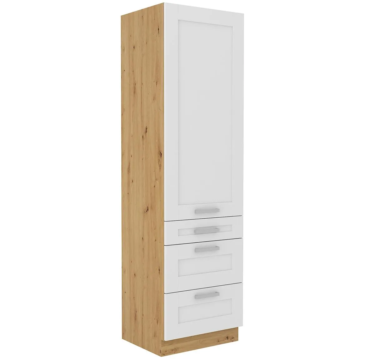 Luna kuhinjski element 1 vrata+3 fioke 60x57x210 beli/natur (artisan hrast)