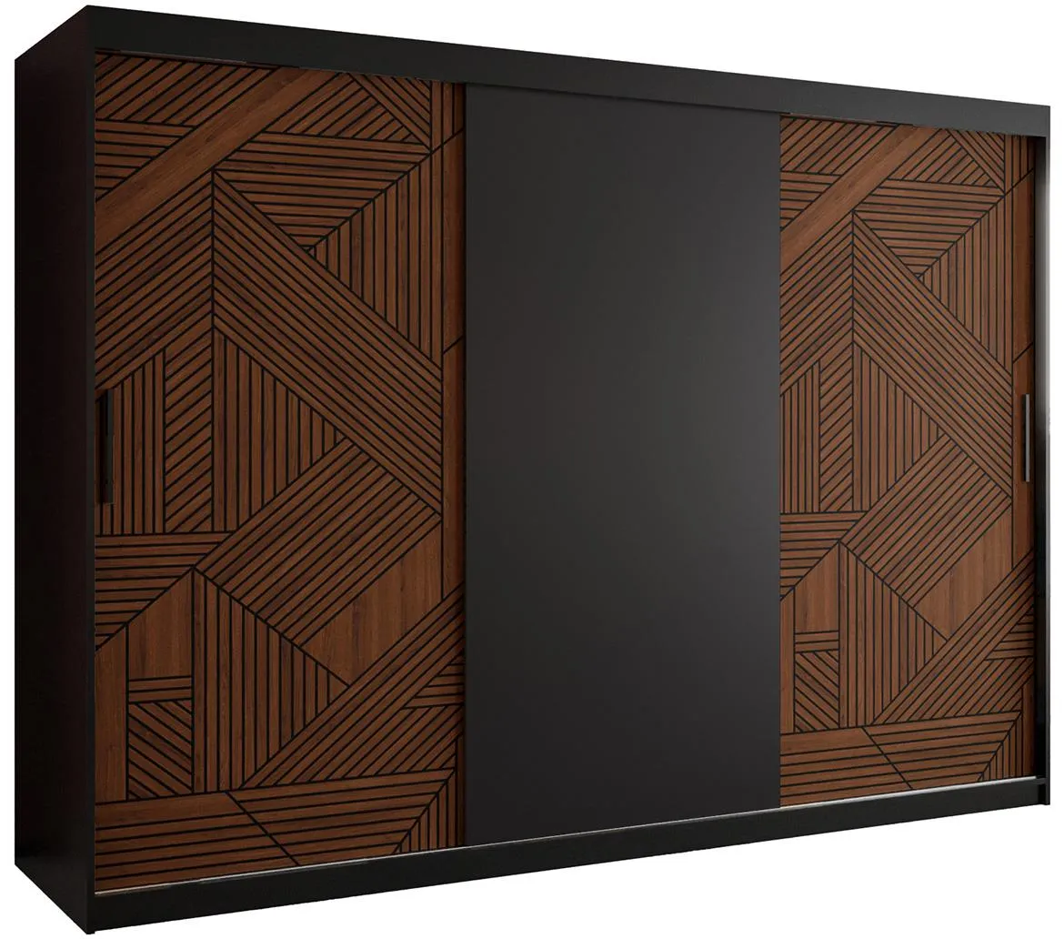 Malakka klizni ormar 3 vrata 250x62x200 cm crni/hrast