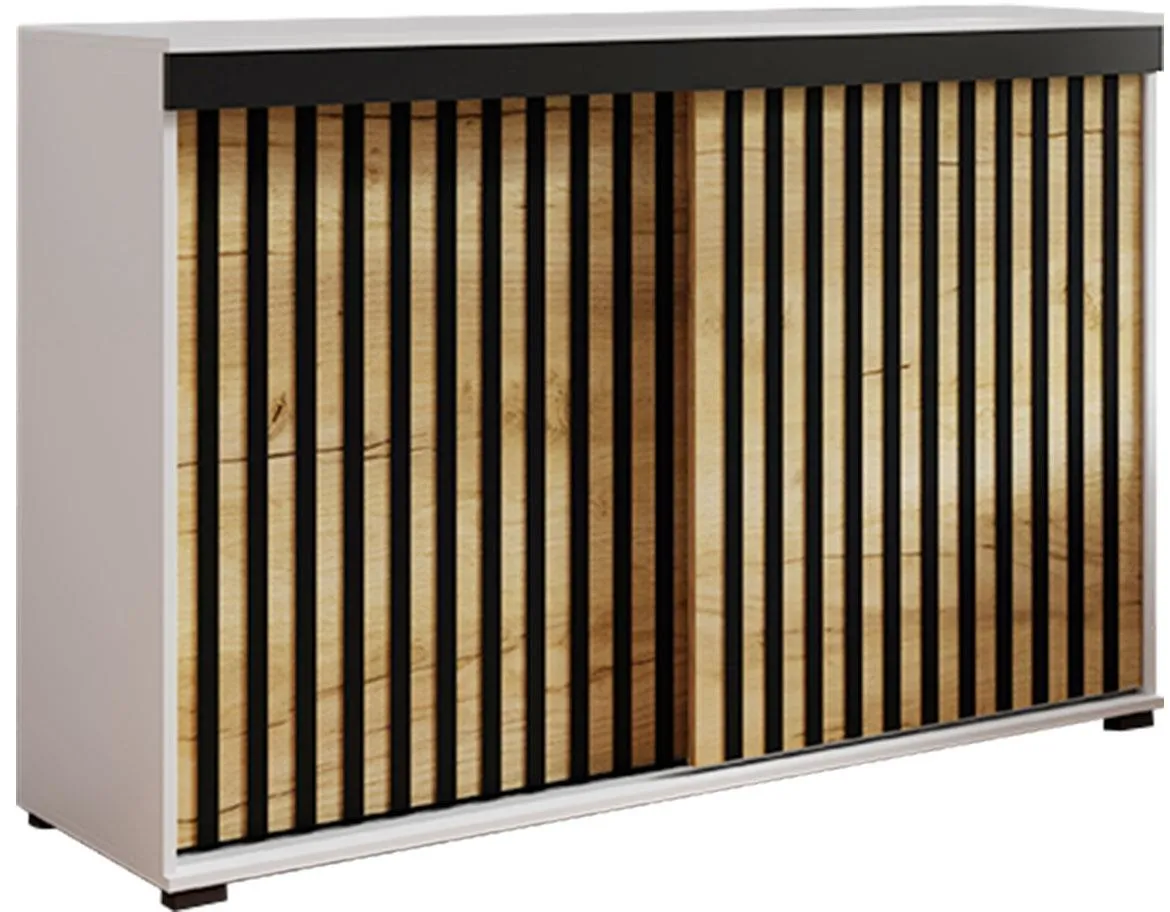 Malani 120  komoda 120x45x94 cm bela/hrast/crna
