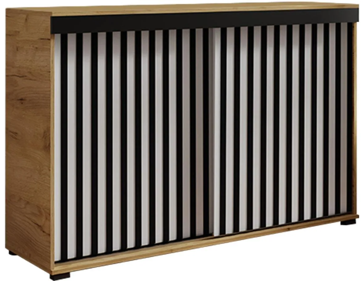 Malani 140 duplo komoda 140x45x94 cm hrast/bela/crna
