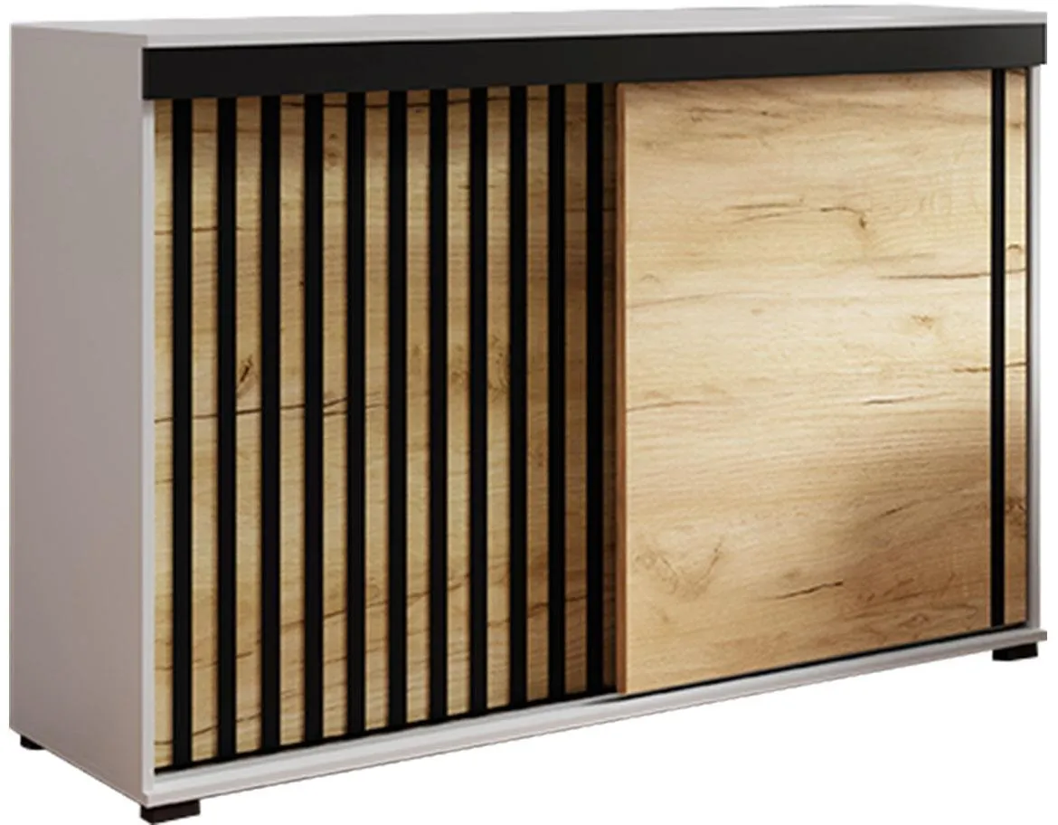 Malani 140 komoda 140x45x94 cm bela/ hrast/crna
