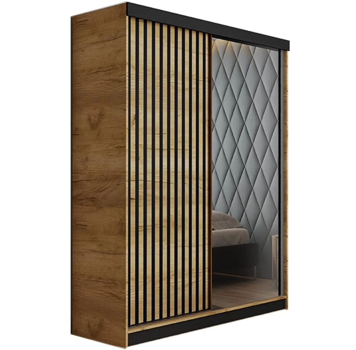 Malani L ormar 2 vrata/ogledalo 138x59x205 hrast