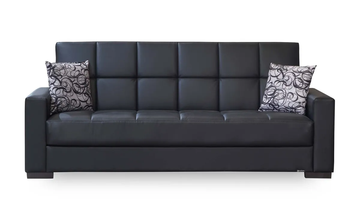 Malpensa trosed sa ležajem i prostorom za odlaganje crni 222x90x95cm