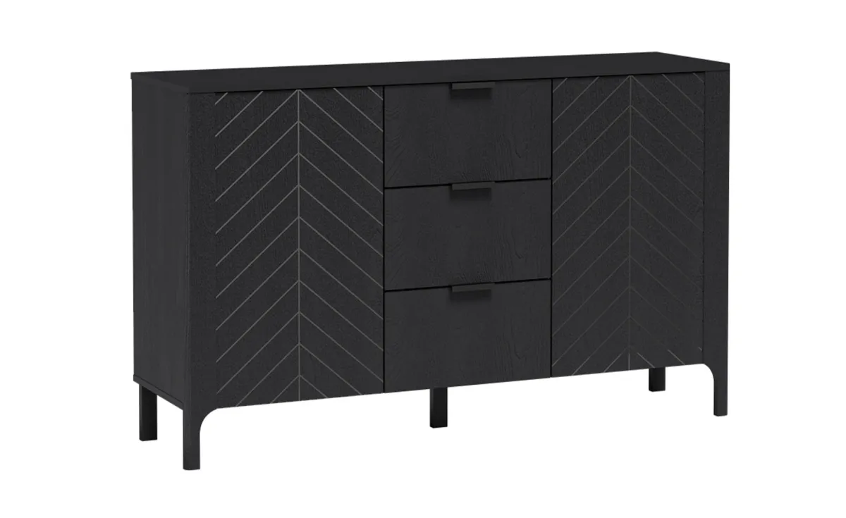 Malumi komoda 2 vrata + 3 fioke 153x40,5x95 cm crna