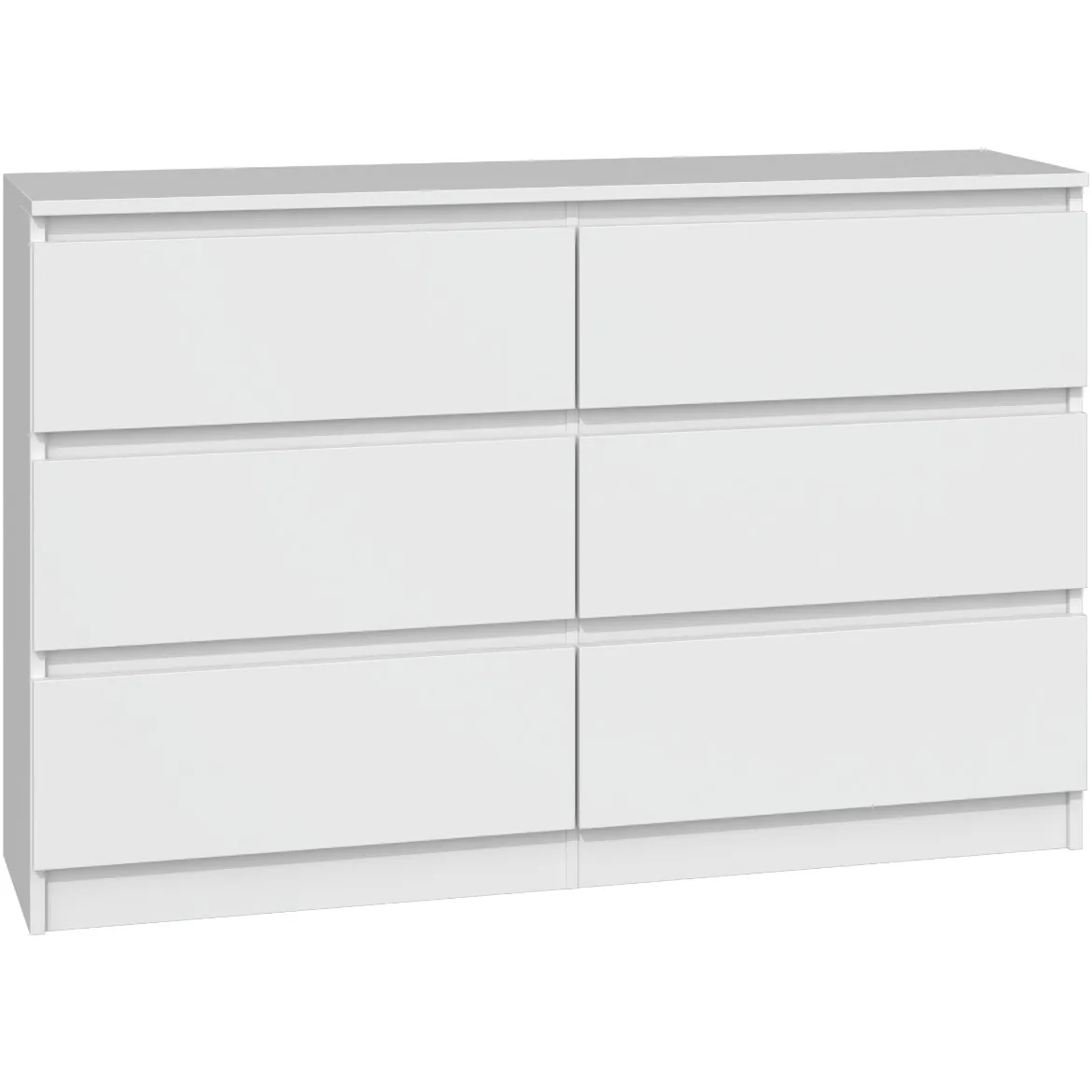 Malwa komoda 3 + 3 fioke 120x30x77 cm bela