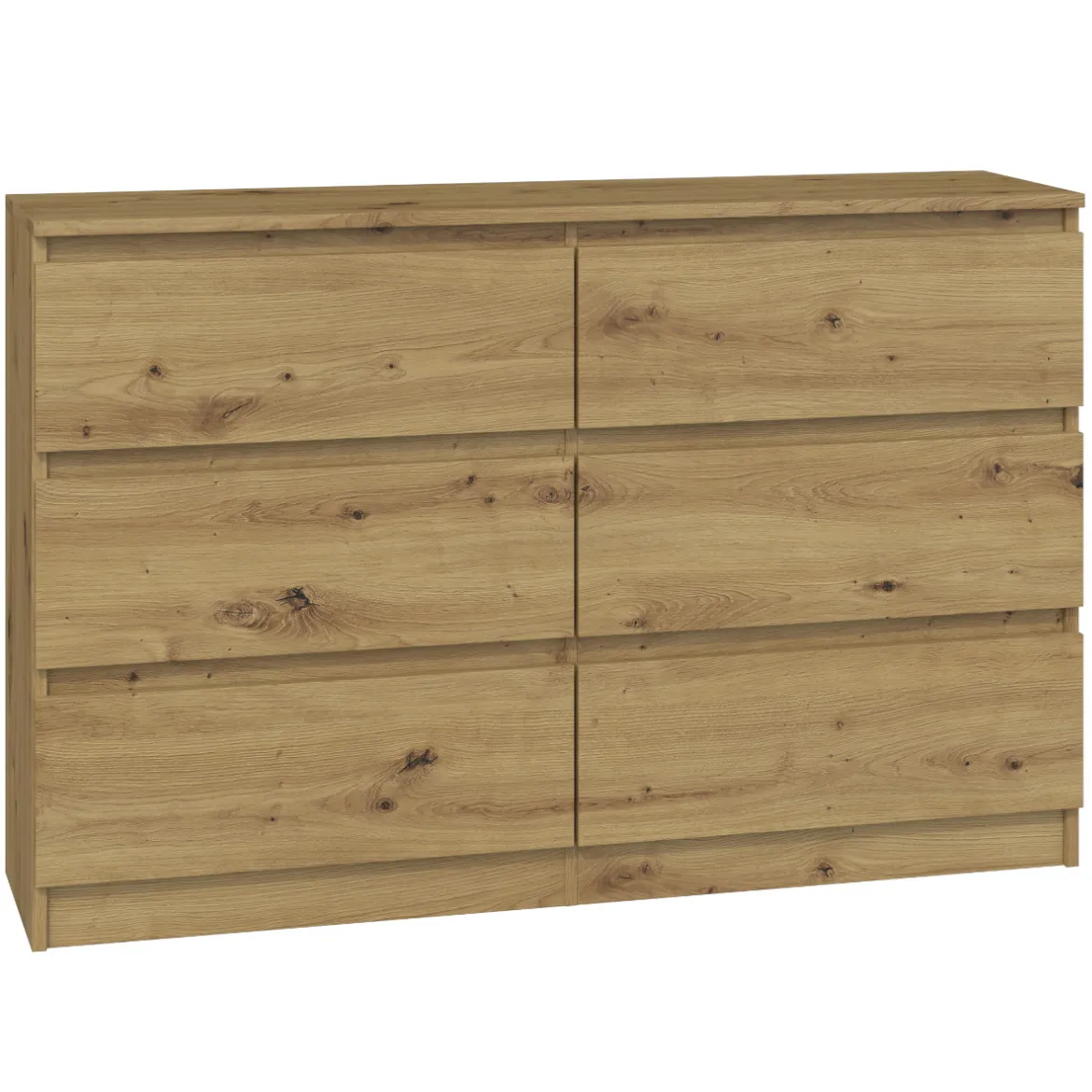 Malwa komoda 3 + 3 fioke 120x30x77 cm hrast