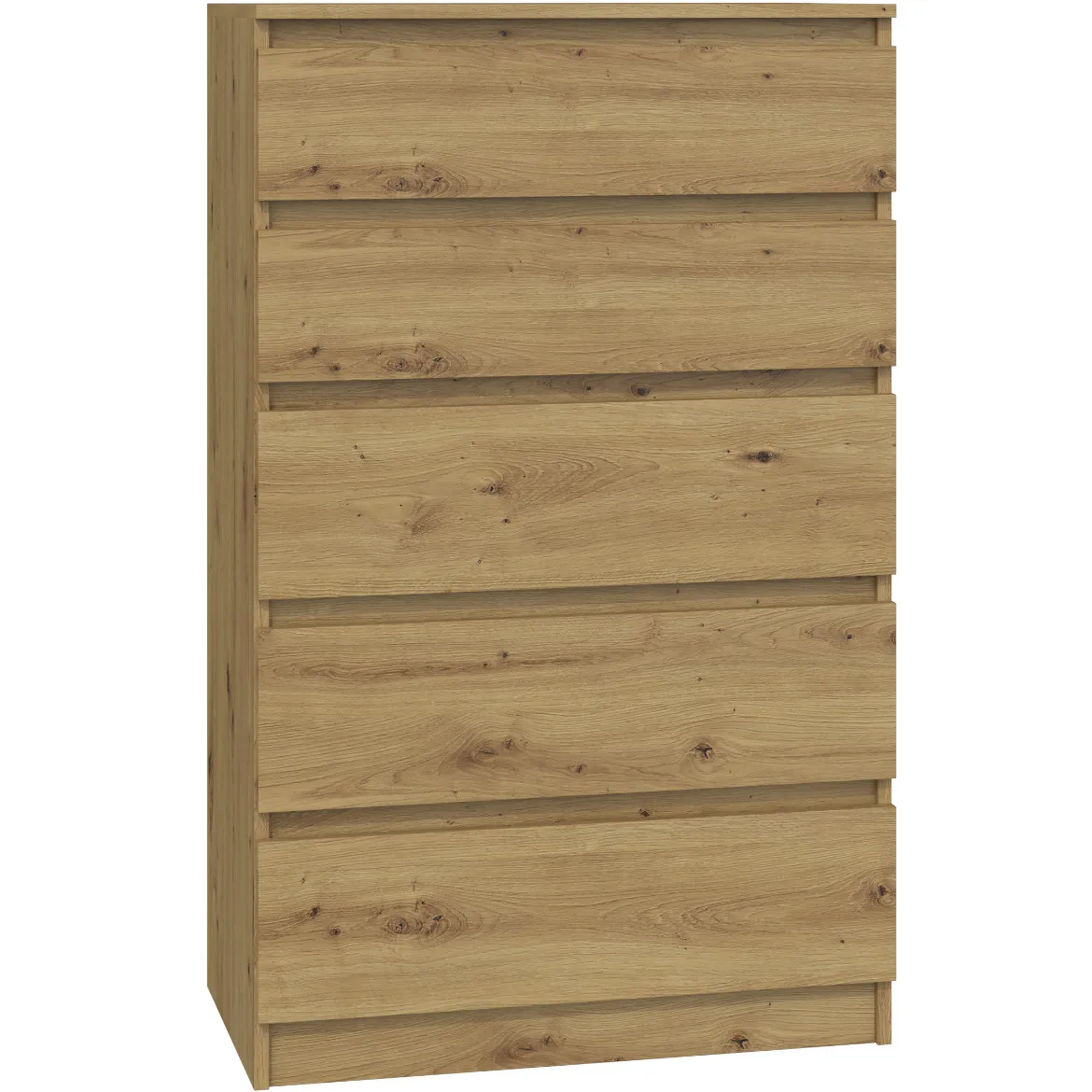 Malwa komoda 5 fioka 70x40x112 cm hrast