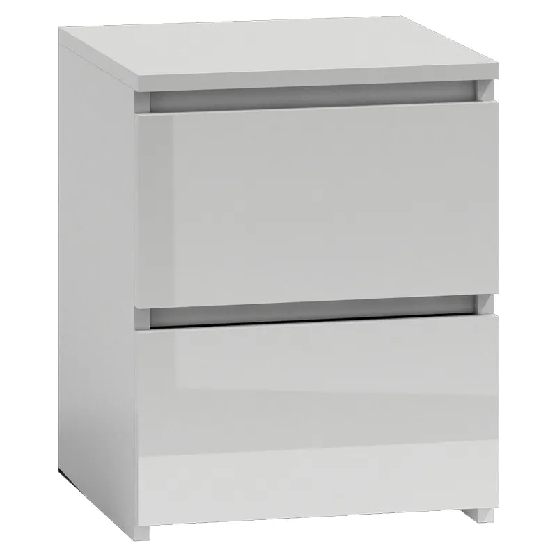 Malwa nocni ormaric 2 fioke 30x30x40 bela/bela visoki sjaj