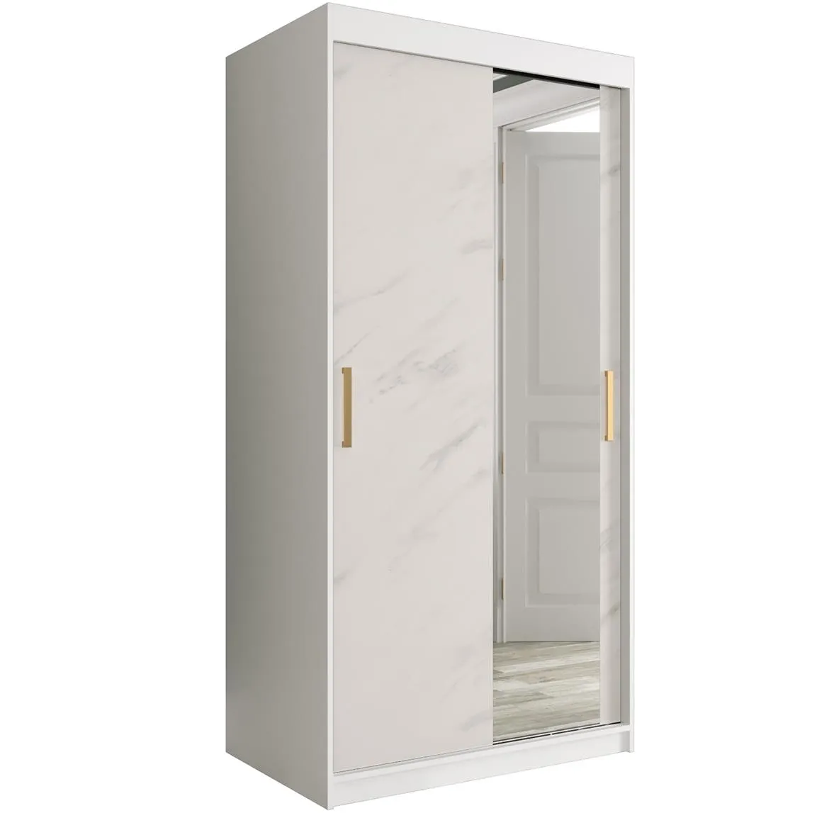 Marble ormar 2 vrata/ogledalo 100x62x200 beli