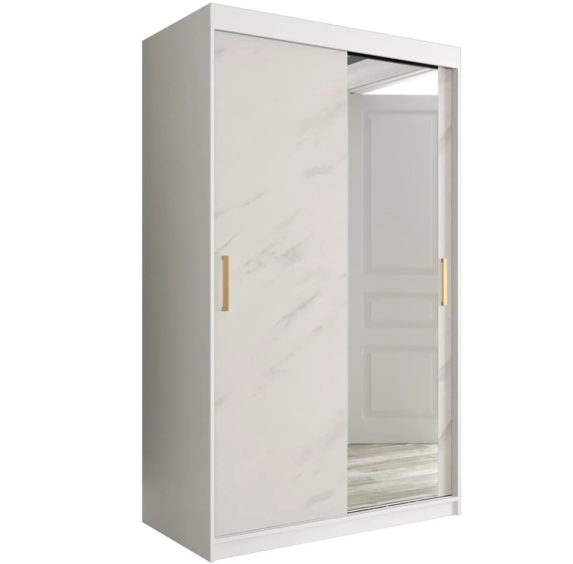 Marble ormar 2 vrata/ogledalo 120x62x200 beli