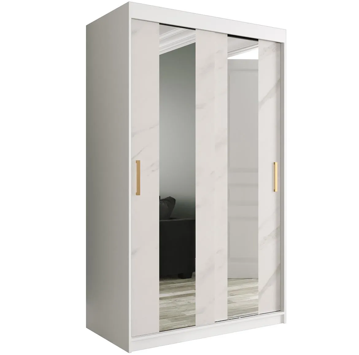 Marble ormar 2 vrata/ogledalo 120x62x200 beli