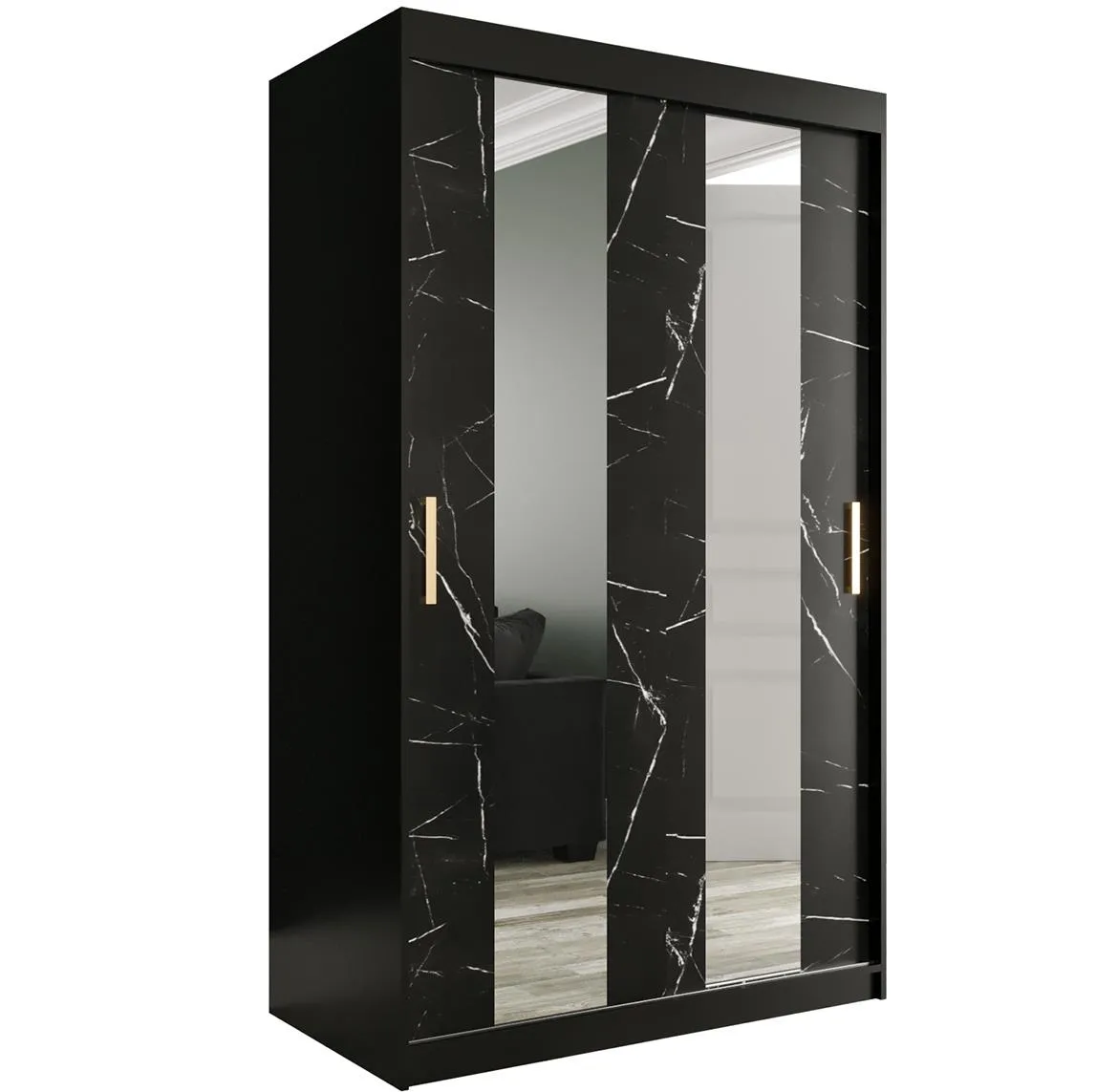 Marble ormar 2 vrata/ogledalo 120x62x200 crni
