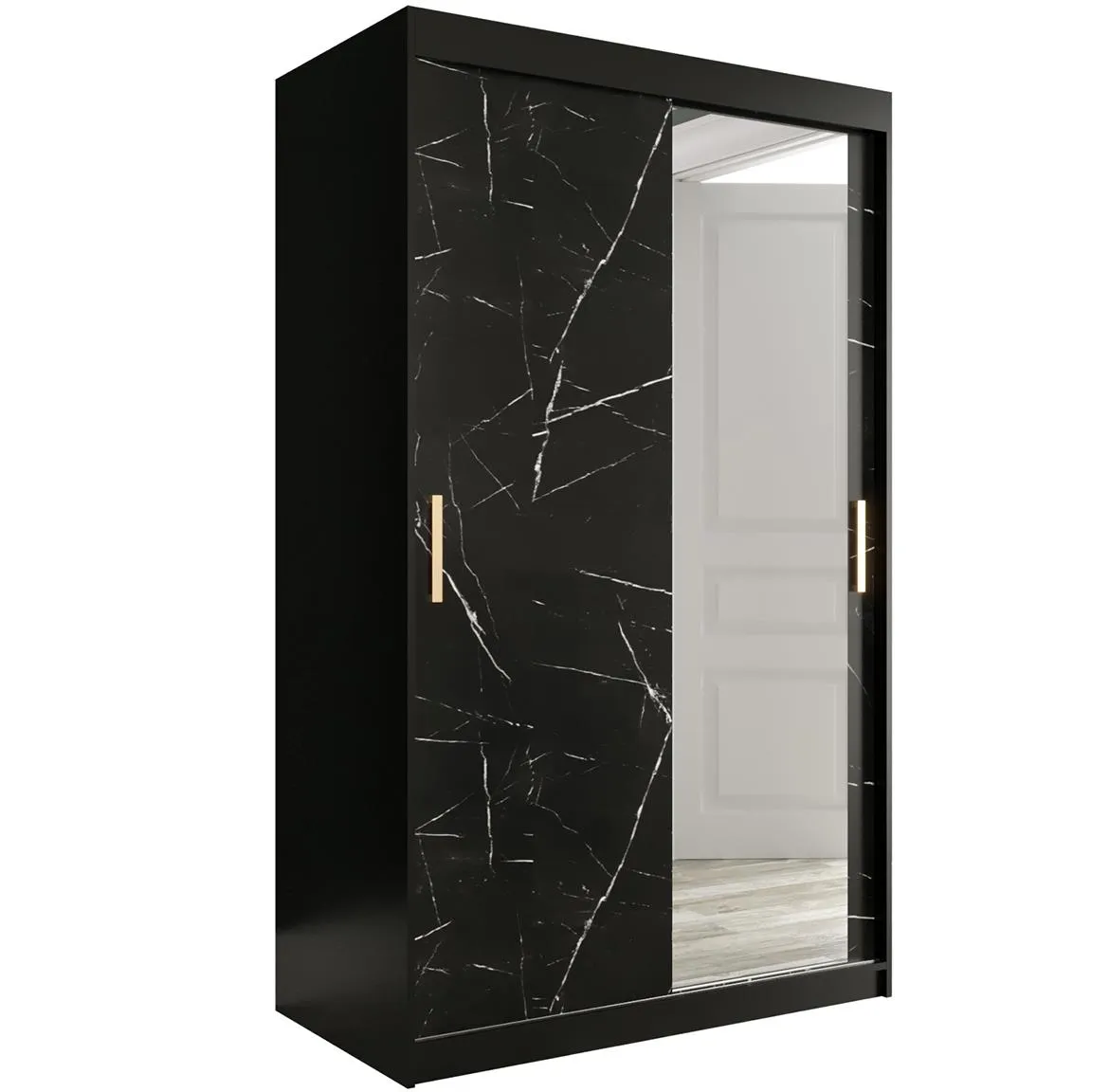 Marble ormar 2 vrata/ogledalo 120x62x200 crni