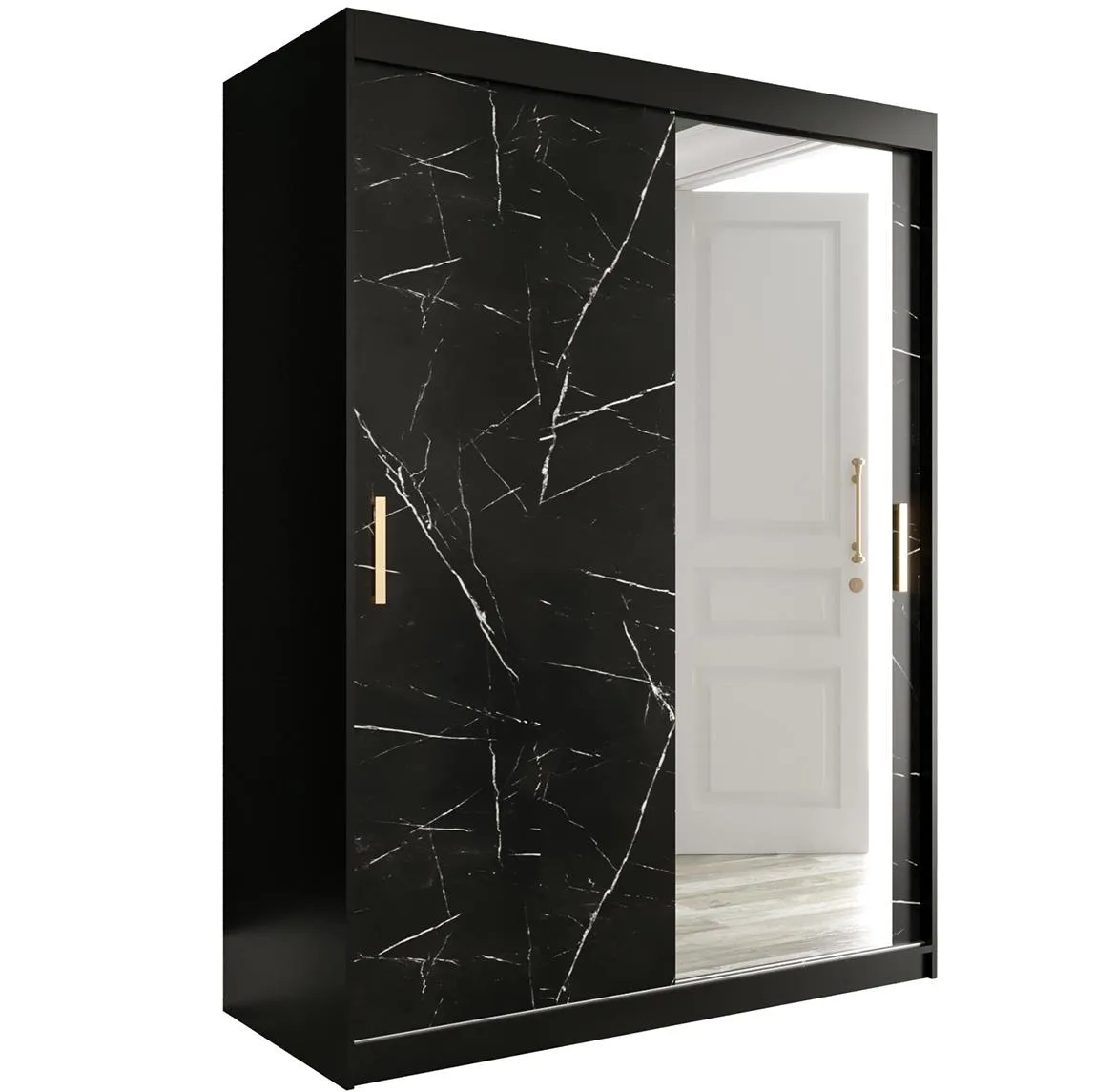 Marble ormar 2 vrata/ogledalo 150x62x200 crni