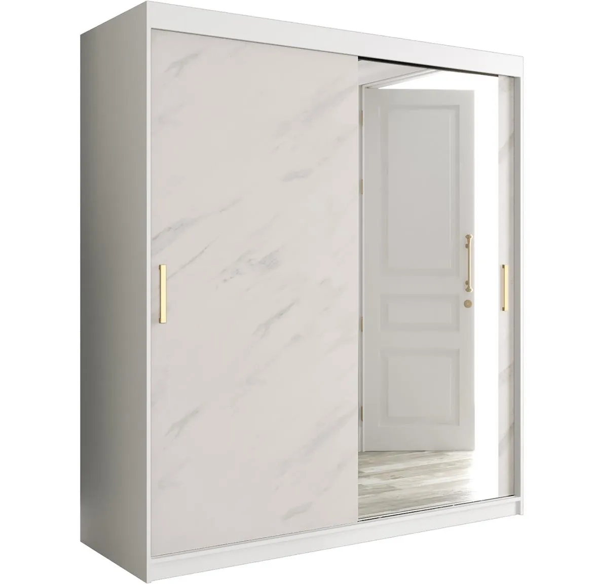 Marble ormar 2 vrata/ogledalo 180x62x200 beli