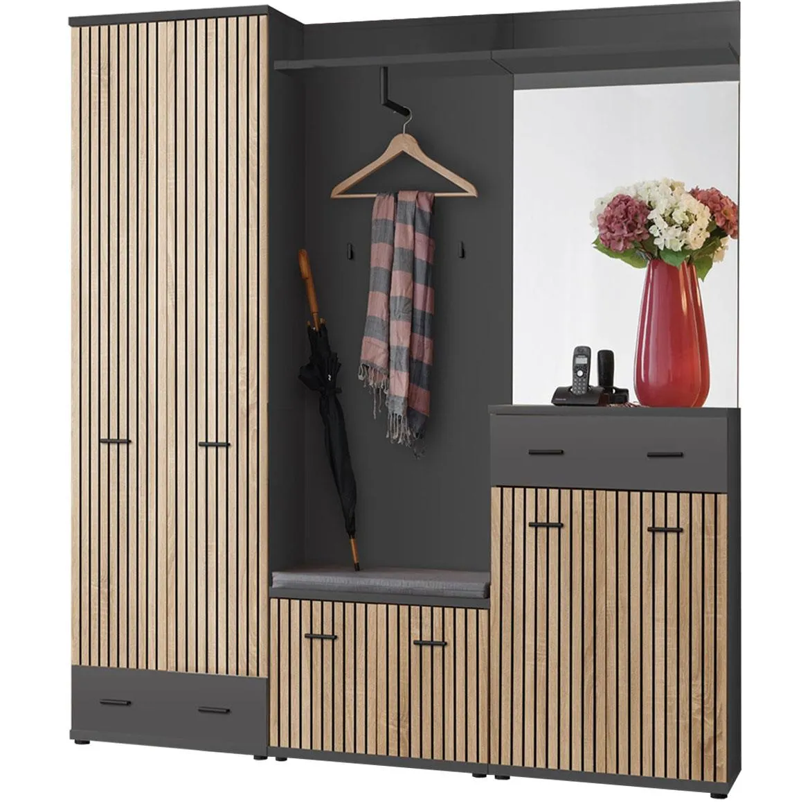 Marco III + P predsoblje 180x203x32 cm artisan hrast/crno