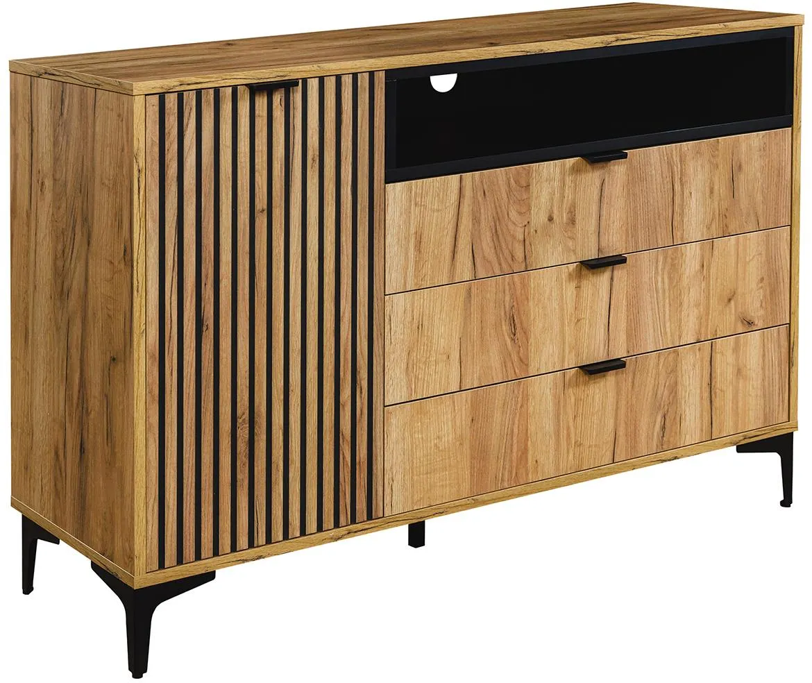 Margo 1D3S komoda 1vrata+3fioke 129x40,4x86,7 artisan hrast