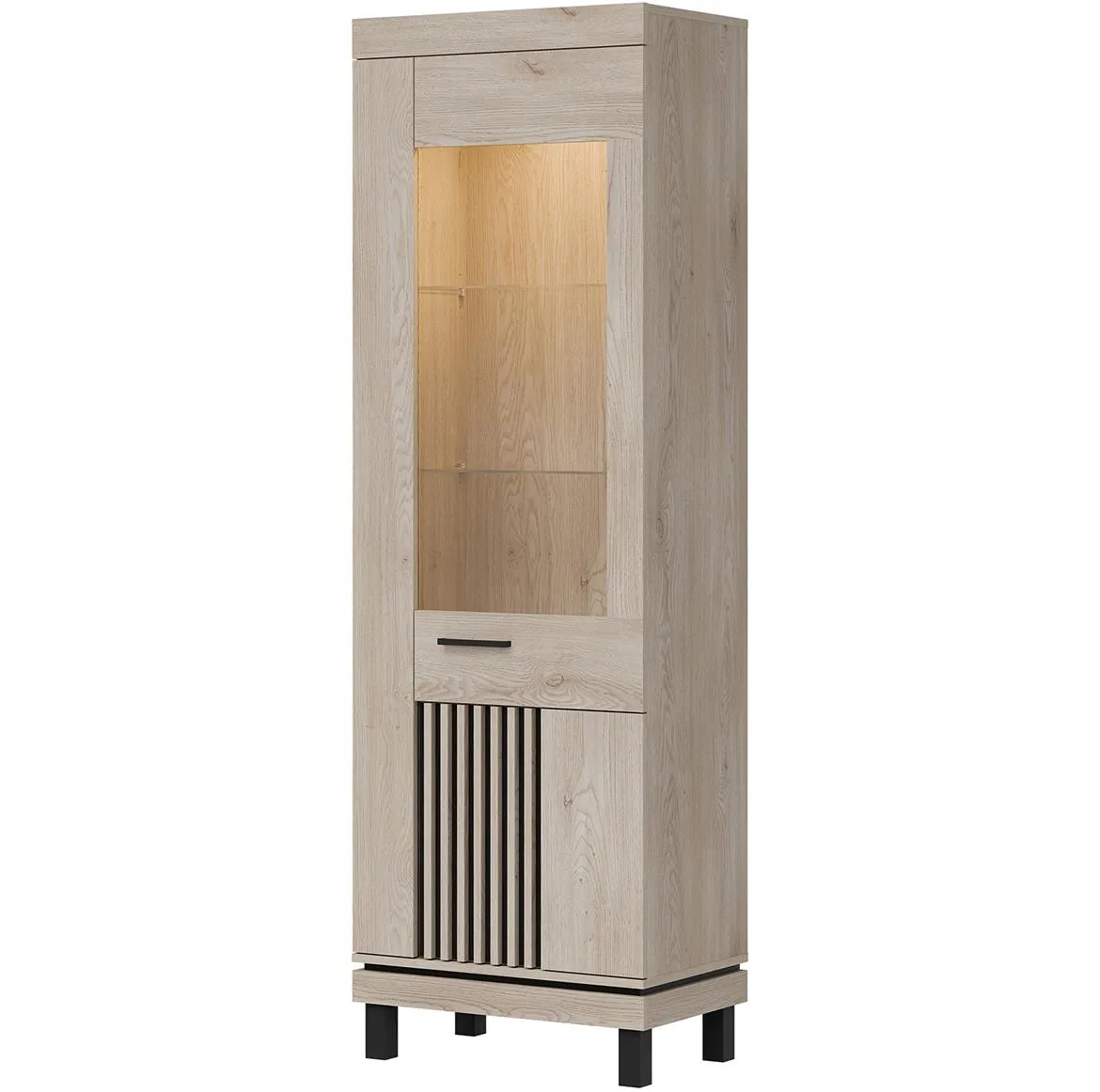 Mati Mi07 Vitrina64x40x198 bež hrast/crna