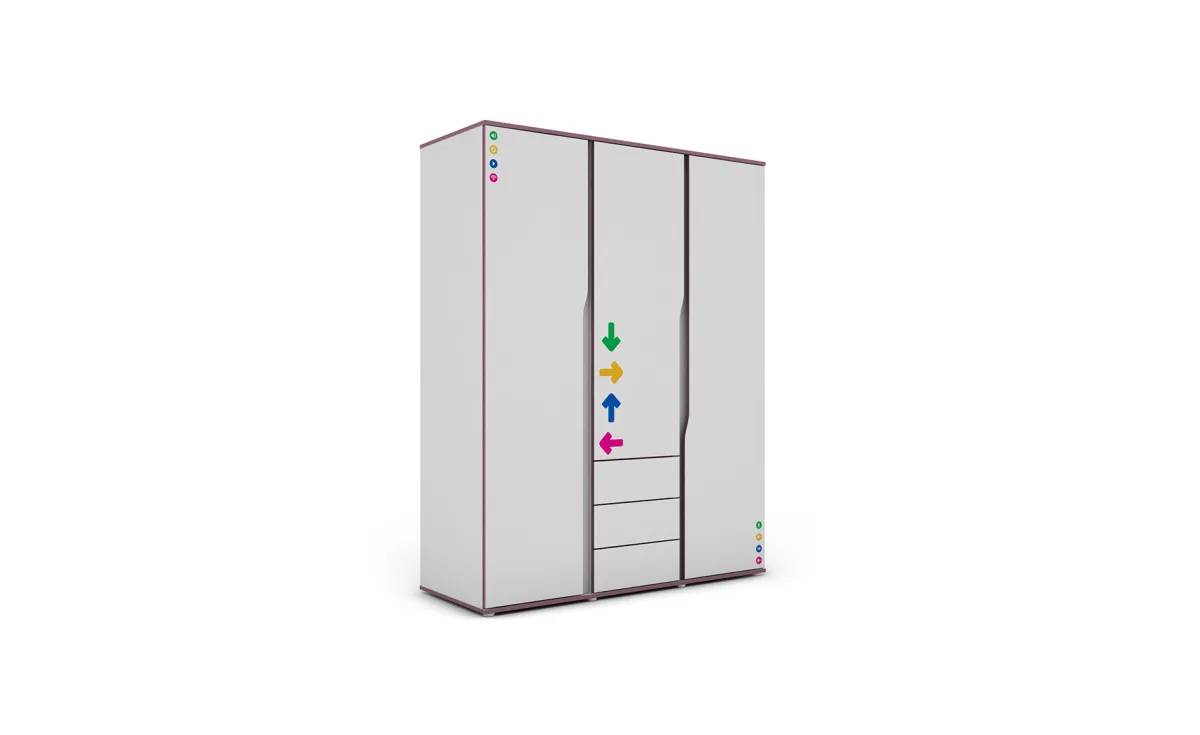 Matrix ormar 3 vrata+3 fioke 150x58x194 cm belo/ljubičasti