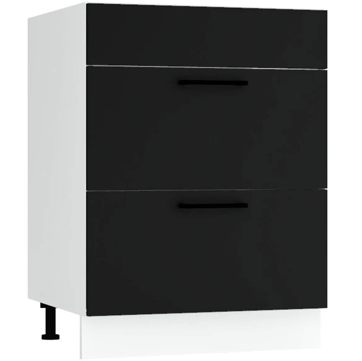 Max D60pc S/2 Zasl kuhinjski element 3 fioke 60x52,4x82 cm belo/crni