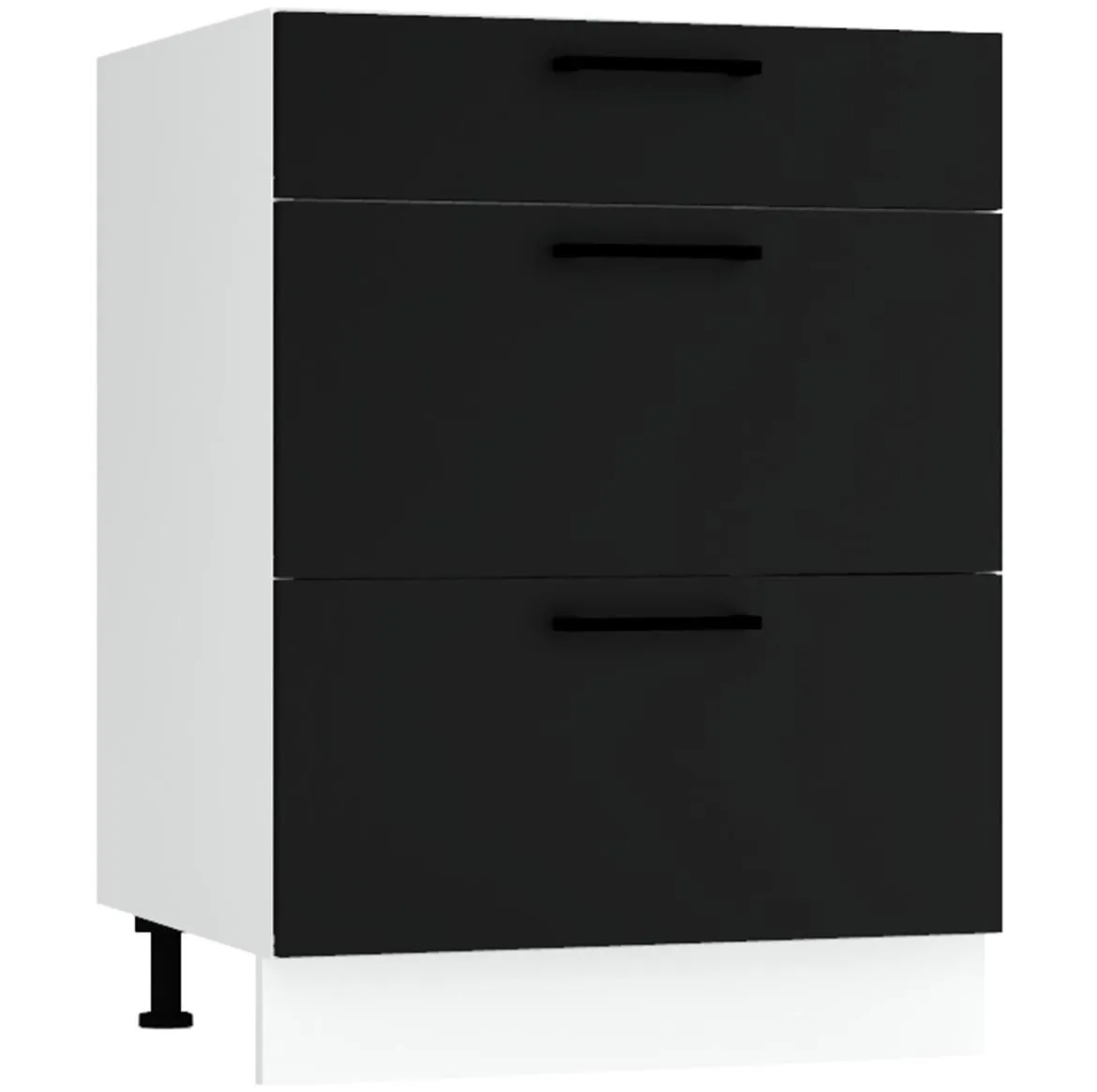 Max D60s/3 kuhinjski element 3 fioke 60x52,4x82 cm belo/crni