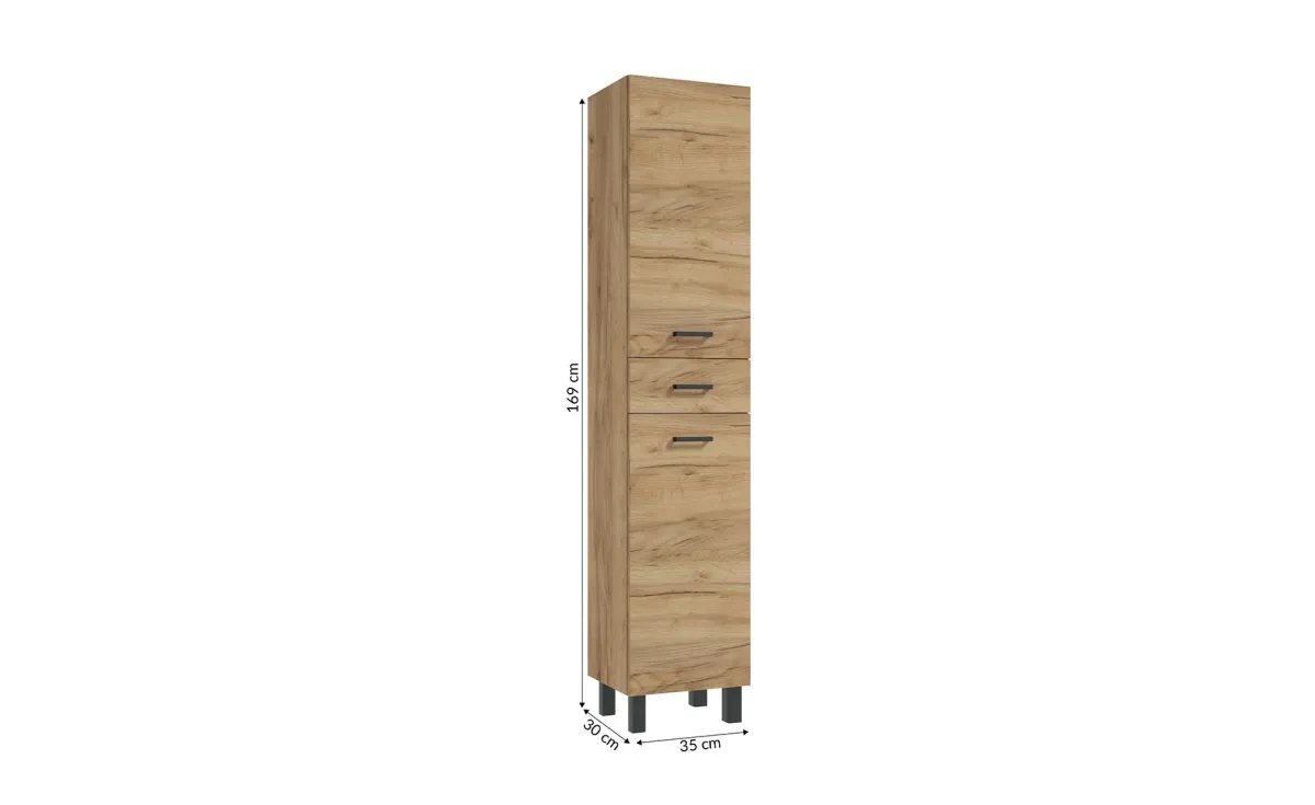 Mea visoki kupatilski ormar 2V+1L 35x30x169 zlatni hrast