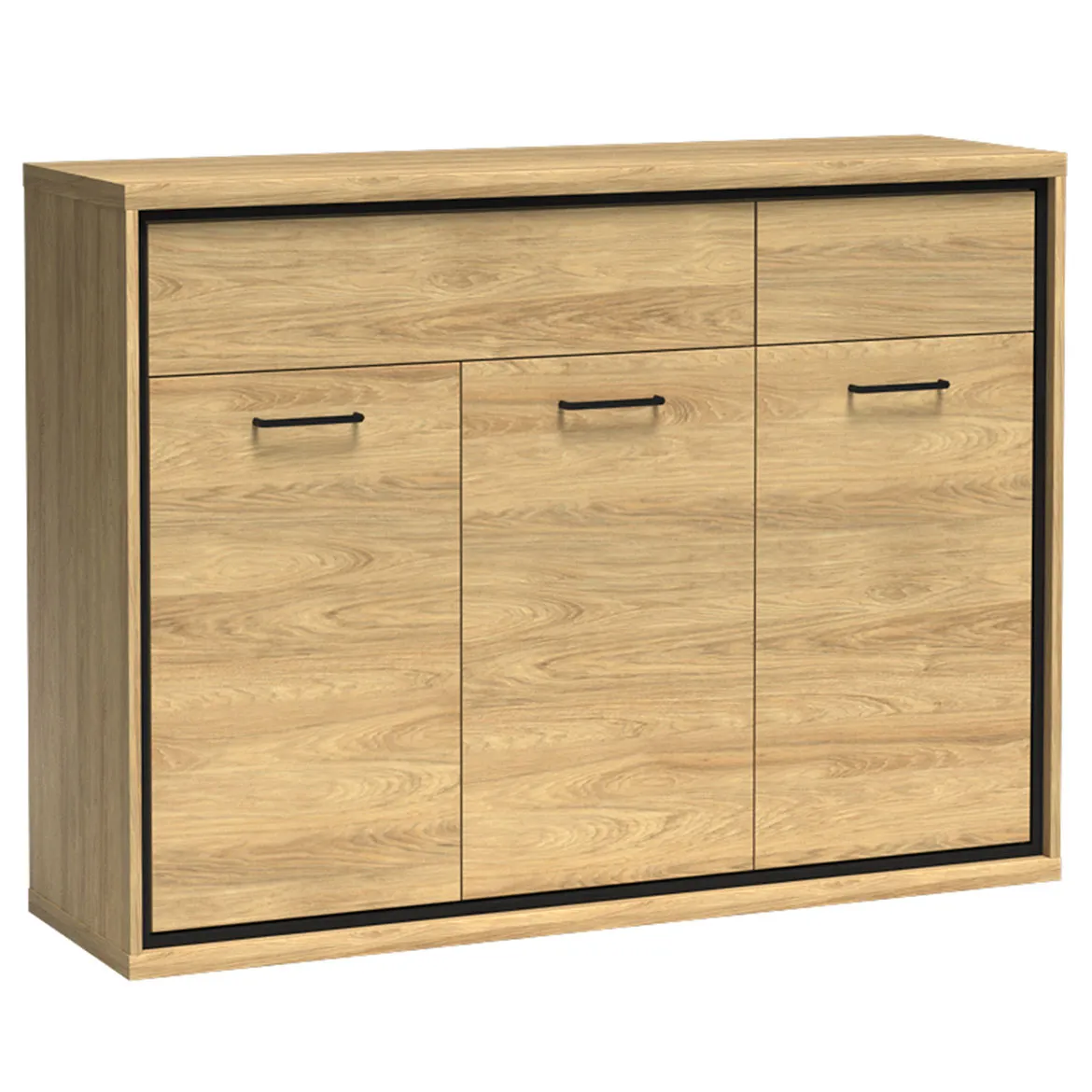 Mediolan komoda 3 vrata+2 fioke 135x41x101 natur
