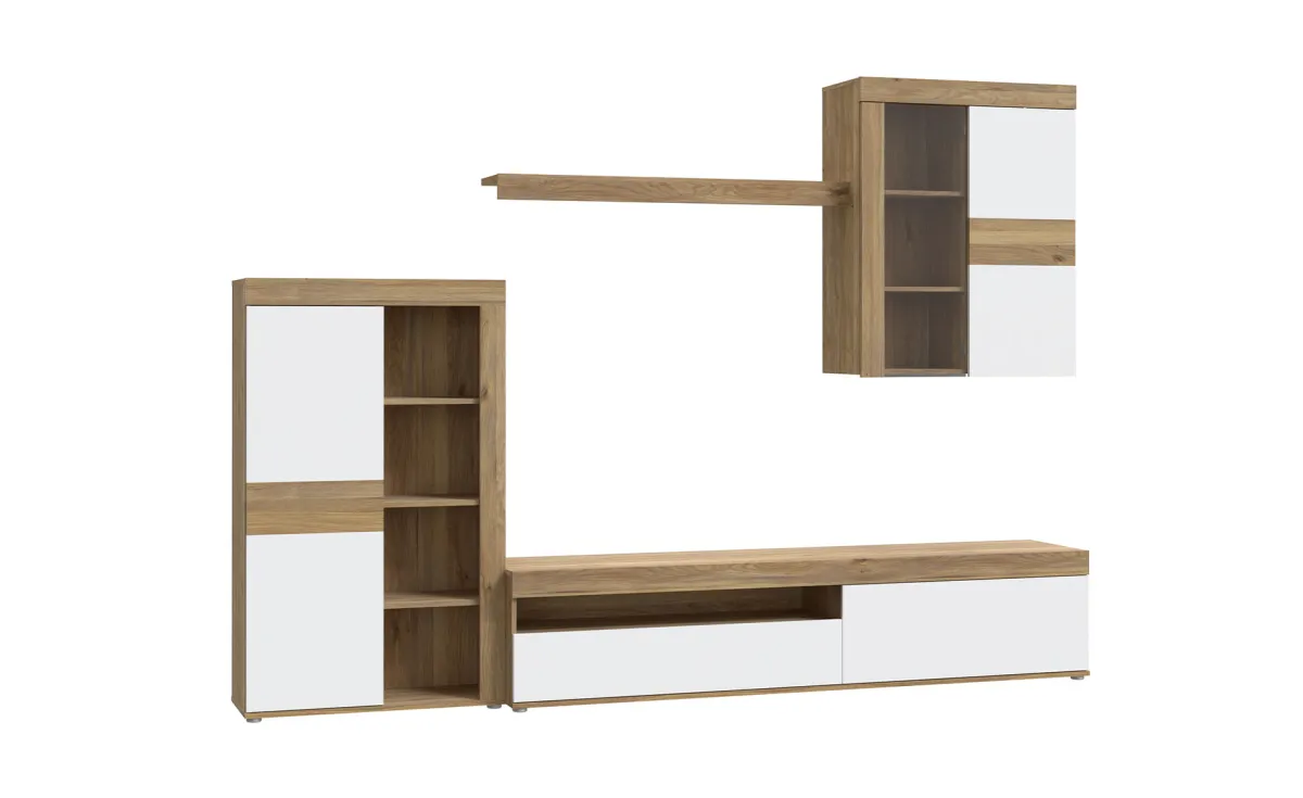 Melides regal 279,9x41,3x200,9 cm bela / mauvella hrast