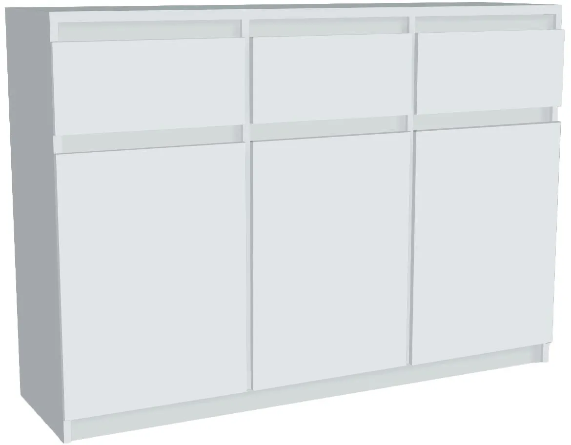 Merg 3D3S komoda 3vrata+3fioke 120x33x85 bela