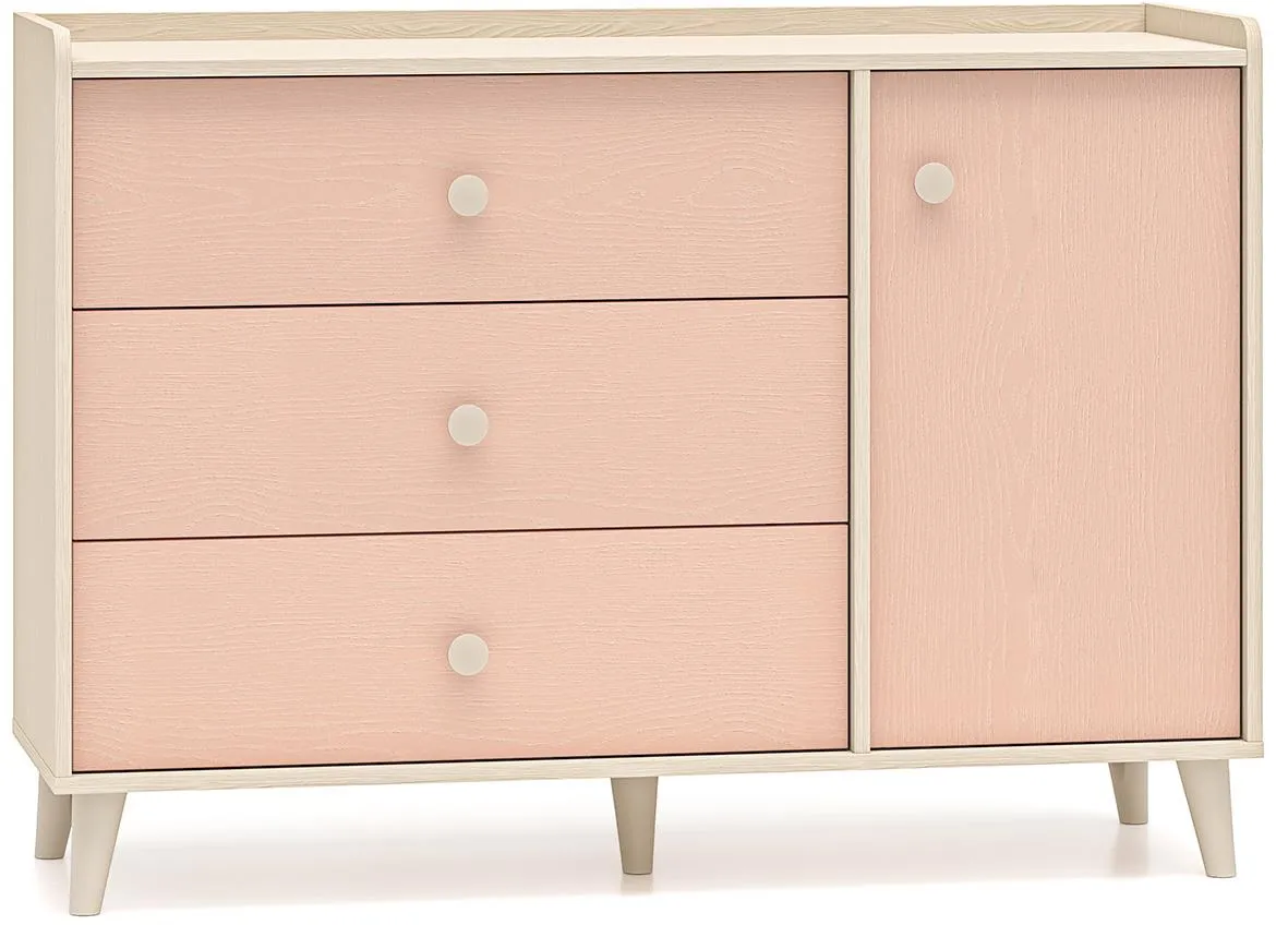 Mevel 05 komoda 130x40x85 natur/roze