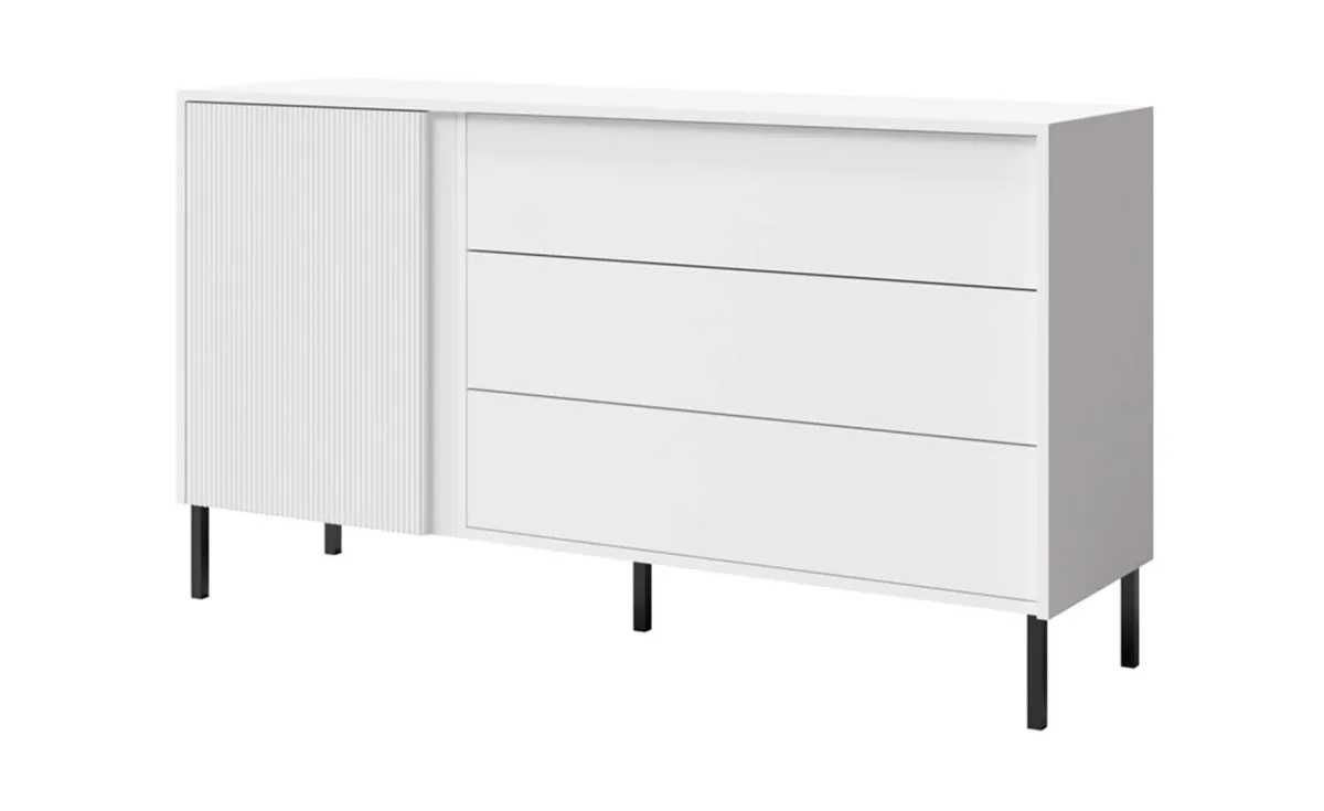 Mia komoda 3 fioke + 1 vrata 145x41x80 cm bela