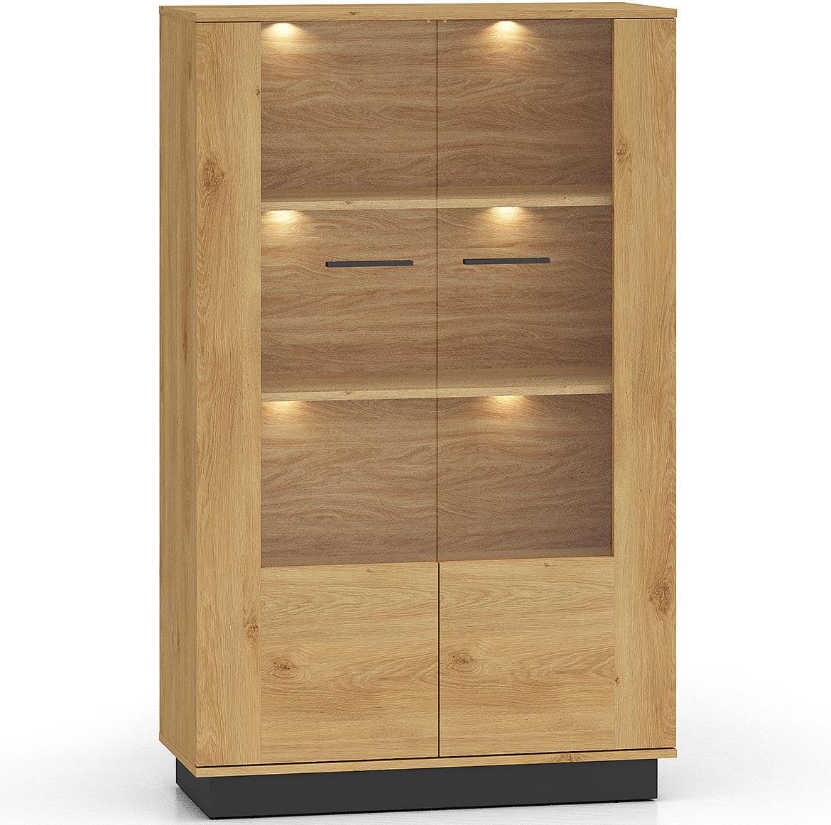 Modesto 03 vitrina, 6 polica + 2 vrata, 92x40x149 cm hrast