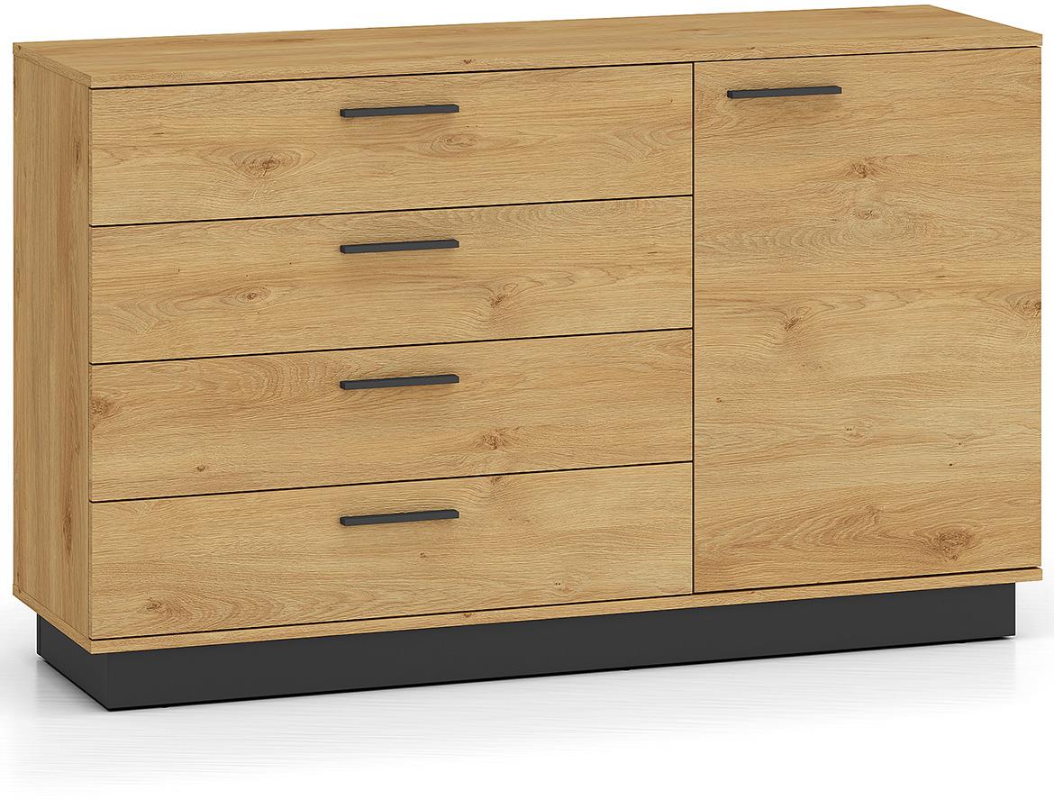Modesto 05 komoda, 1 vrata + 4 fioke, 138x40x86 cm hrast