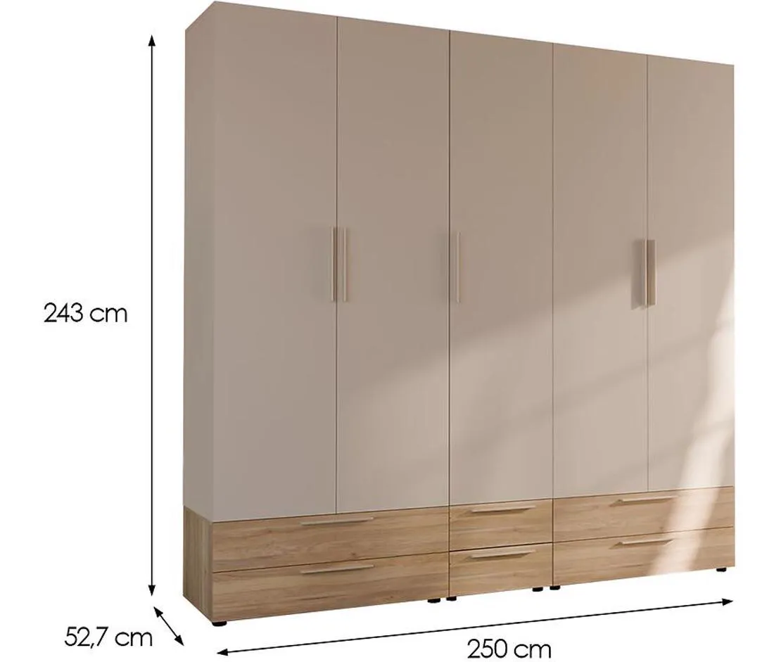 Moduklix 22 ormar 250x52,7x243 cm pešcano bež/hrast mauvella